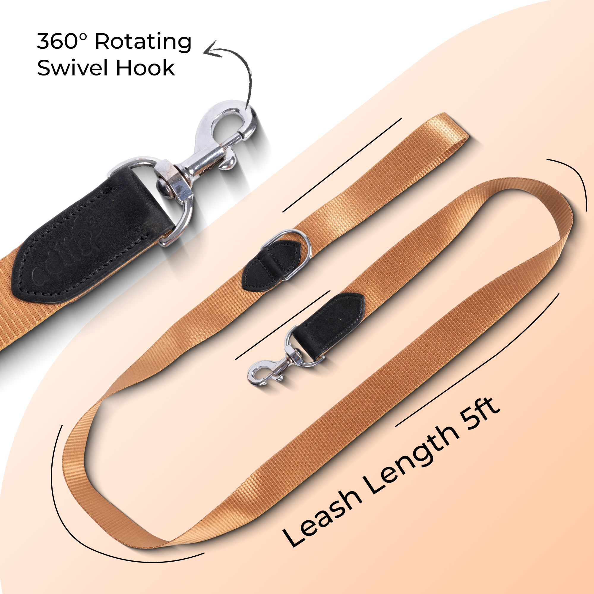 Adil’s Nylon Dog Collar & Leash Combo Set 1.5 Inch Wide Adjustable Collar with Strong Metal Buckle & D-Ring, 5 Ft Durable Leash with 360° Swivel Hook Pets