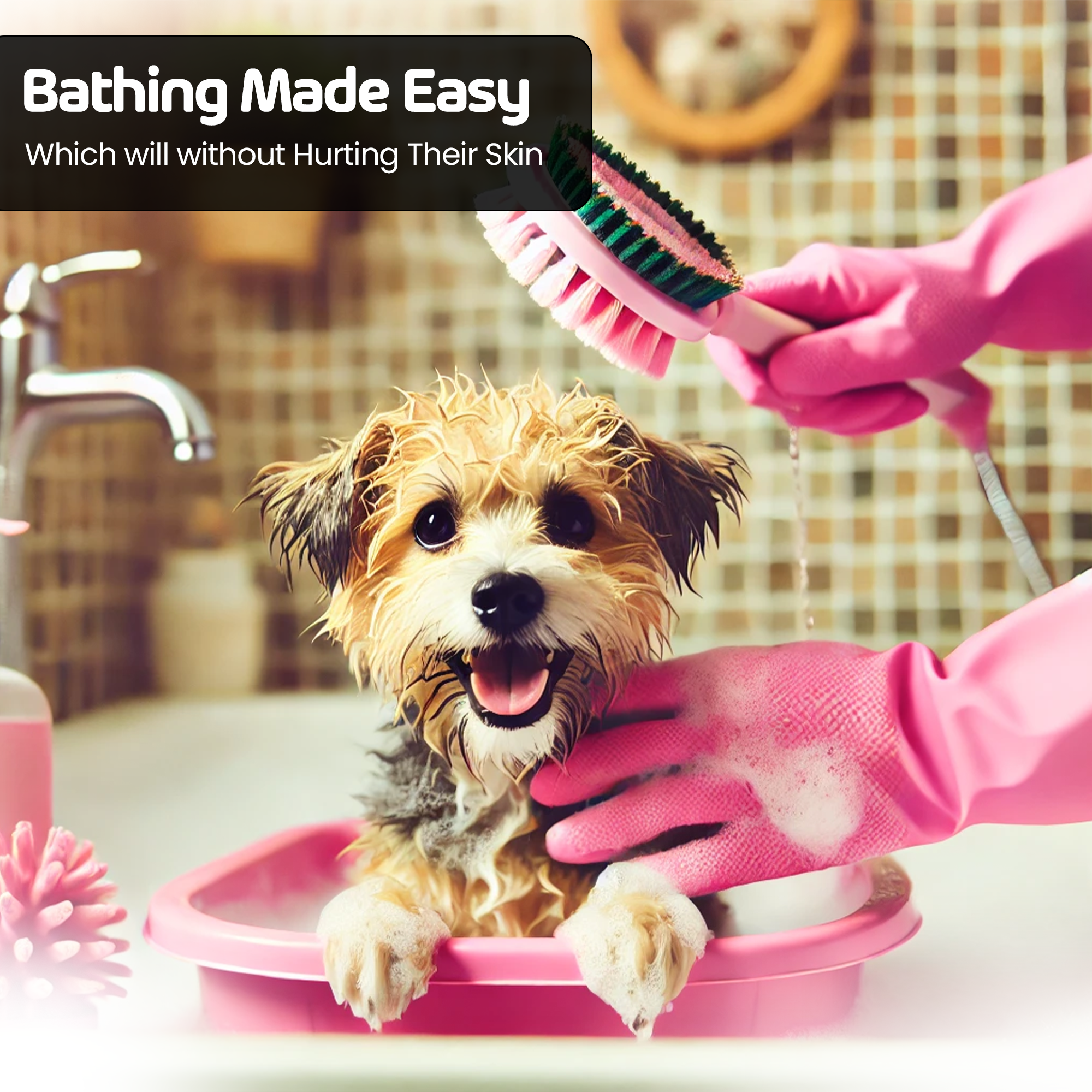 Adil’s Pet Grooming Gloves for Cats & Dogs – Waterproof Bathing, Massage, & Scrubbing Gloves (Pair of 1)