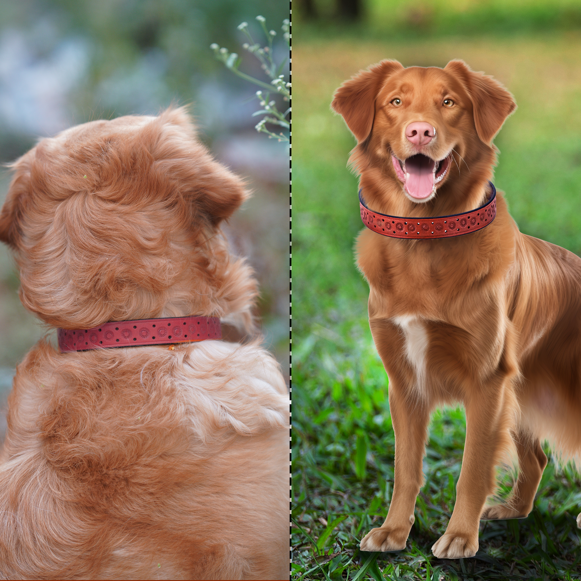 Adil’S Hand-Tooled Leather Dog Collar 1 Inch Width, Adjustable Sizes, Soft Padded Comfort with D-Ring & Sturdy Metal Buckle - Ideal for Small to Large Dogs