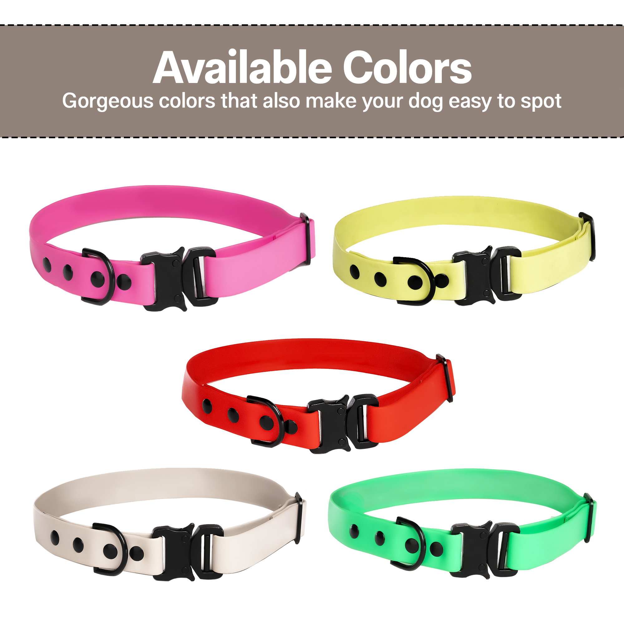 Adil’S Biothane Dog Collar - Waterproof Heavy Duty Dog Collars with Quick Release Buckle & D-Ring