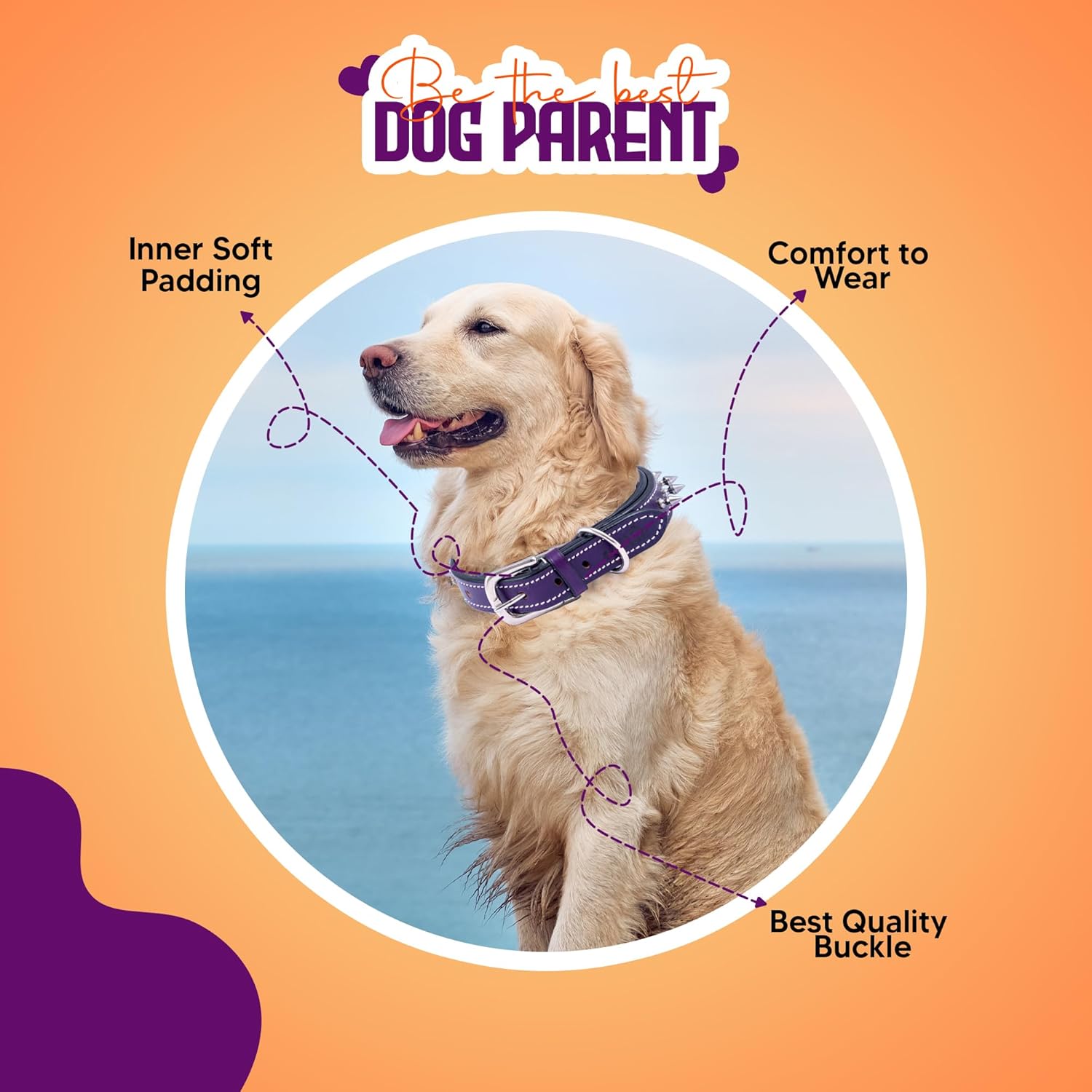 Adil’S Leather Spike Dog Collar for Small, Medium & Large Dogs with Strong Metal D-Ring, Adjustable Collar fits All Neck Size, 1” Width