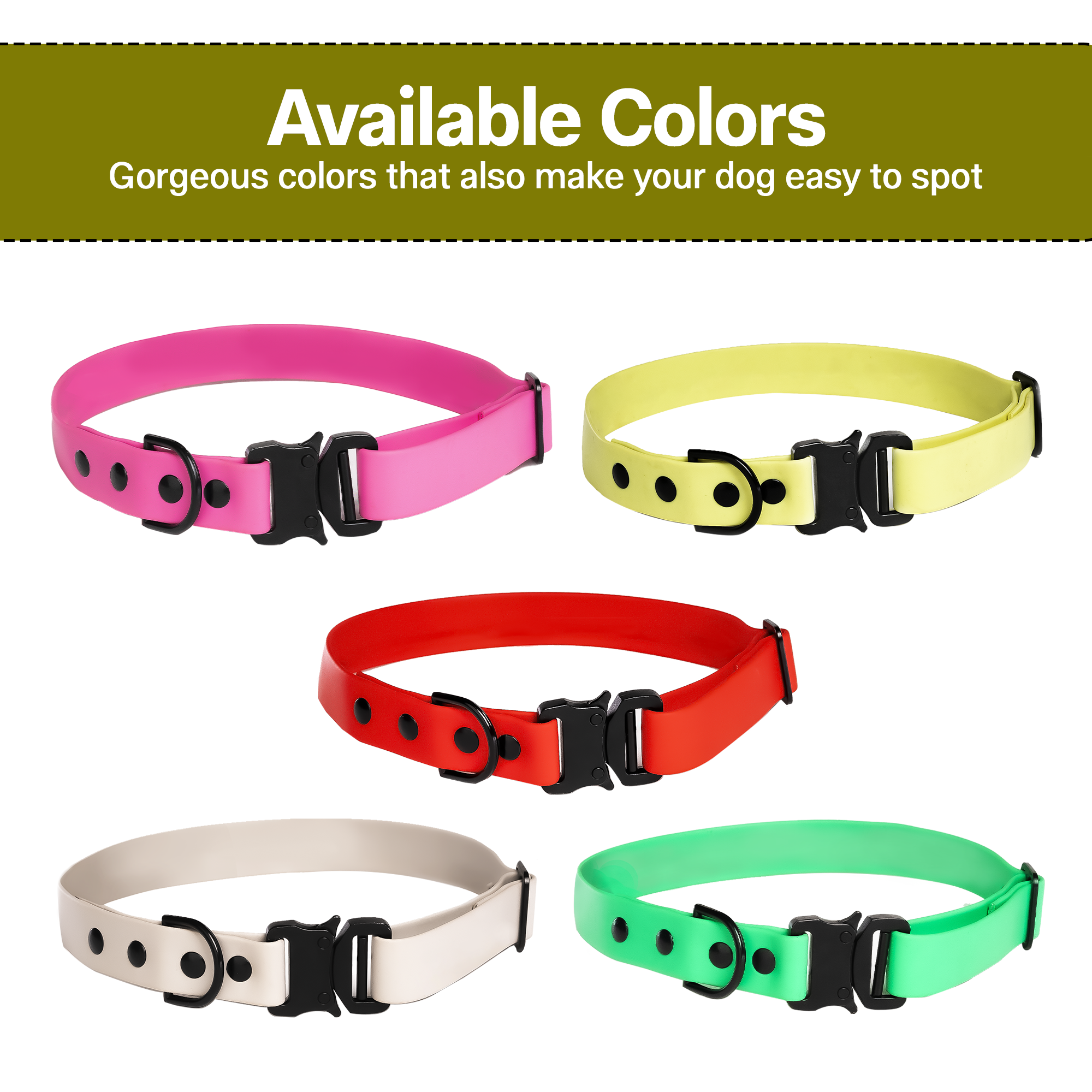 Adil’S Biothane Dog Collar - Waterproof Heavy Duty Dog Collars with Quick Release Buckle & D-Ring