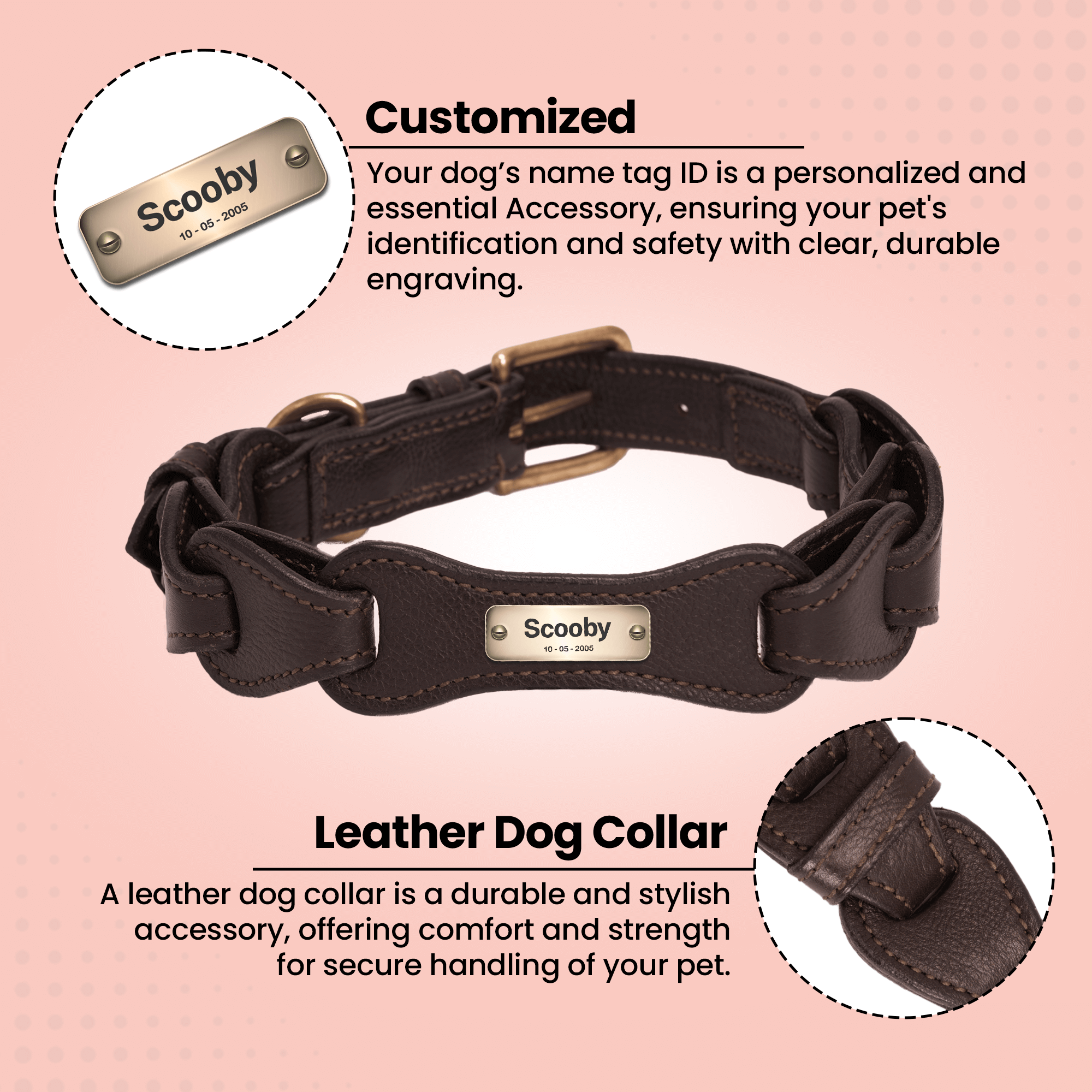 Adil's Leather Personalized Dog Collar (Softy Leather) – 1.5 Inch Wide