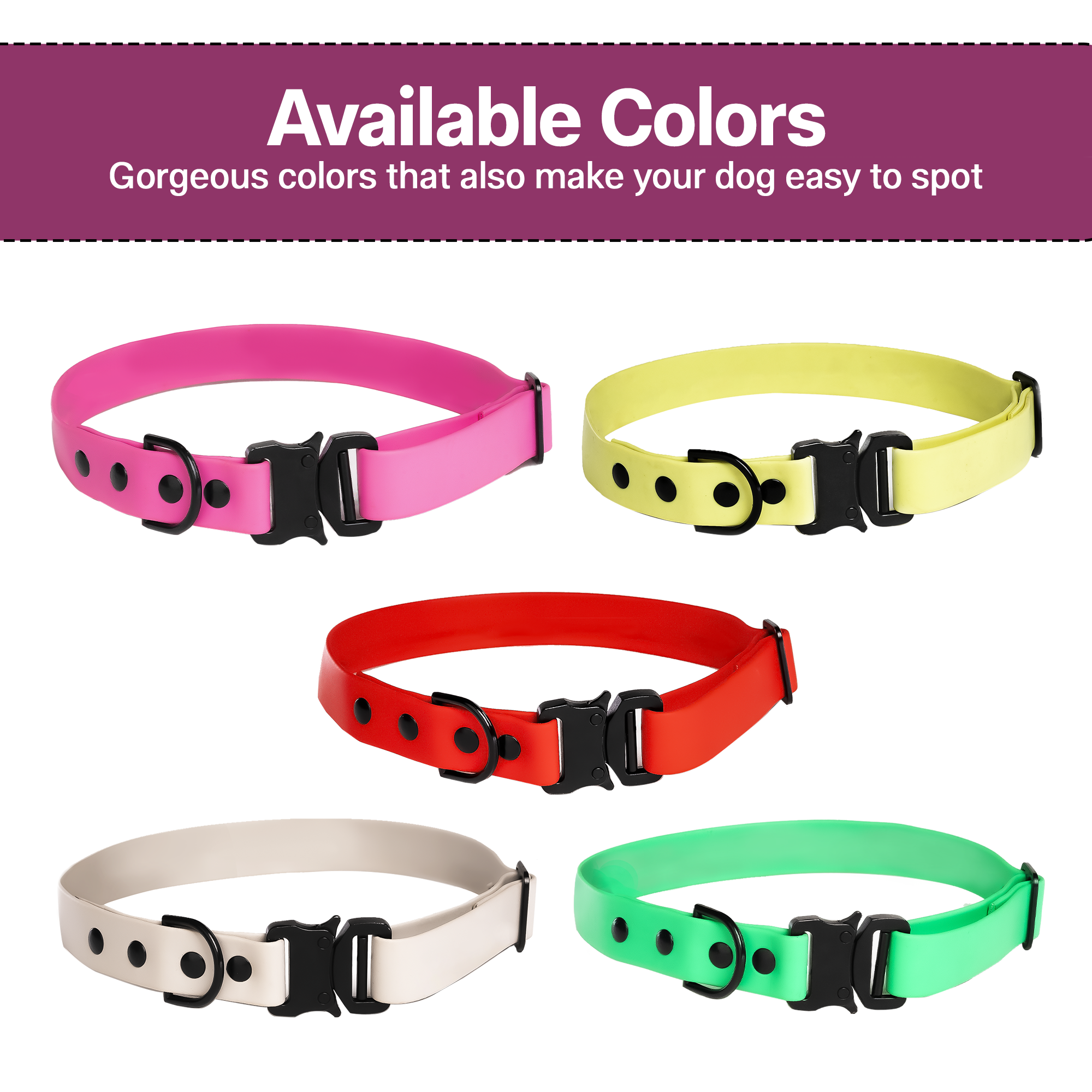 Adil’S Biothane Dog Collar - Waterproof Heavy Duty Dog Collars with Quick Release Buckle & D-Ring