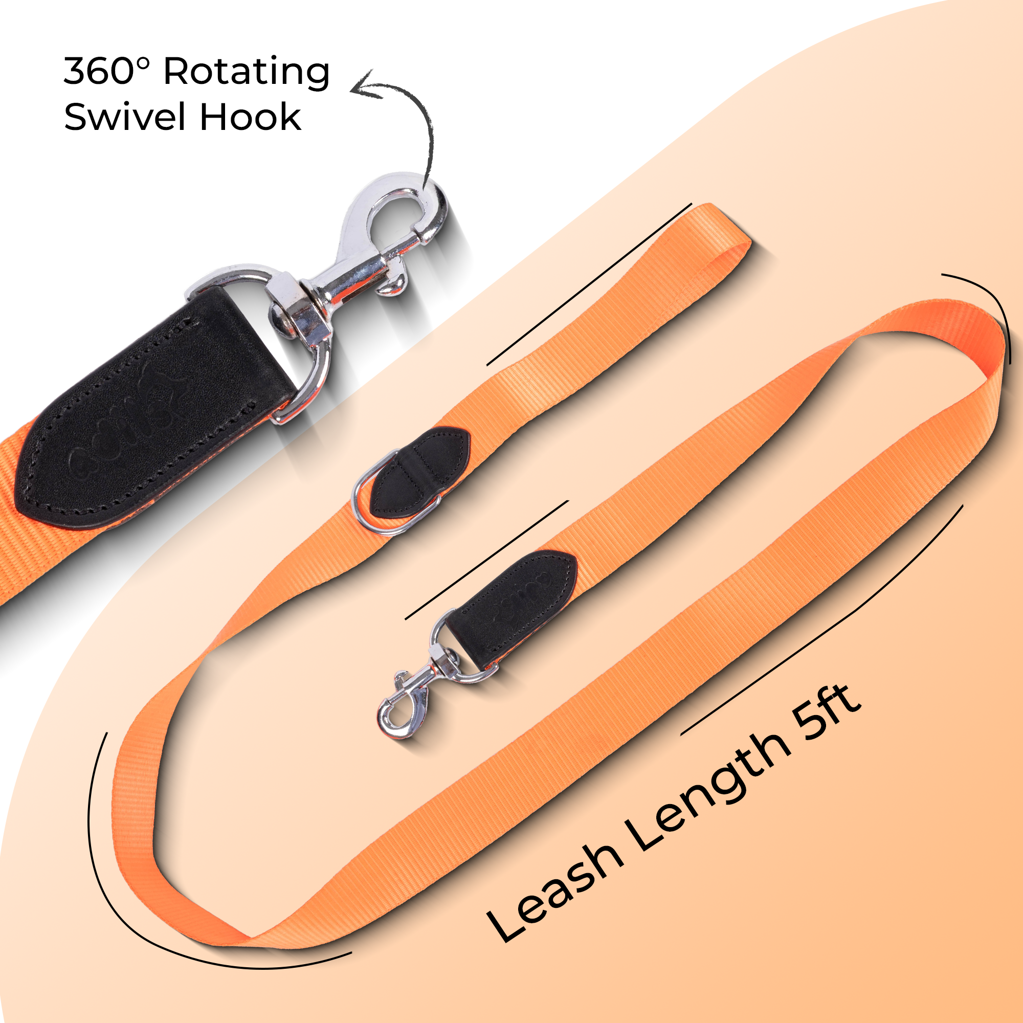 Adil’s Nylon Dog Collar & Leash Combo Set 1.5 Inch Wide Adjustable Collar with Strong Metal Buckle & D-Ring, 5 Ft Durable Leash with 360° Swivel Hook Pets