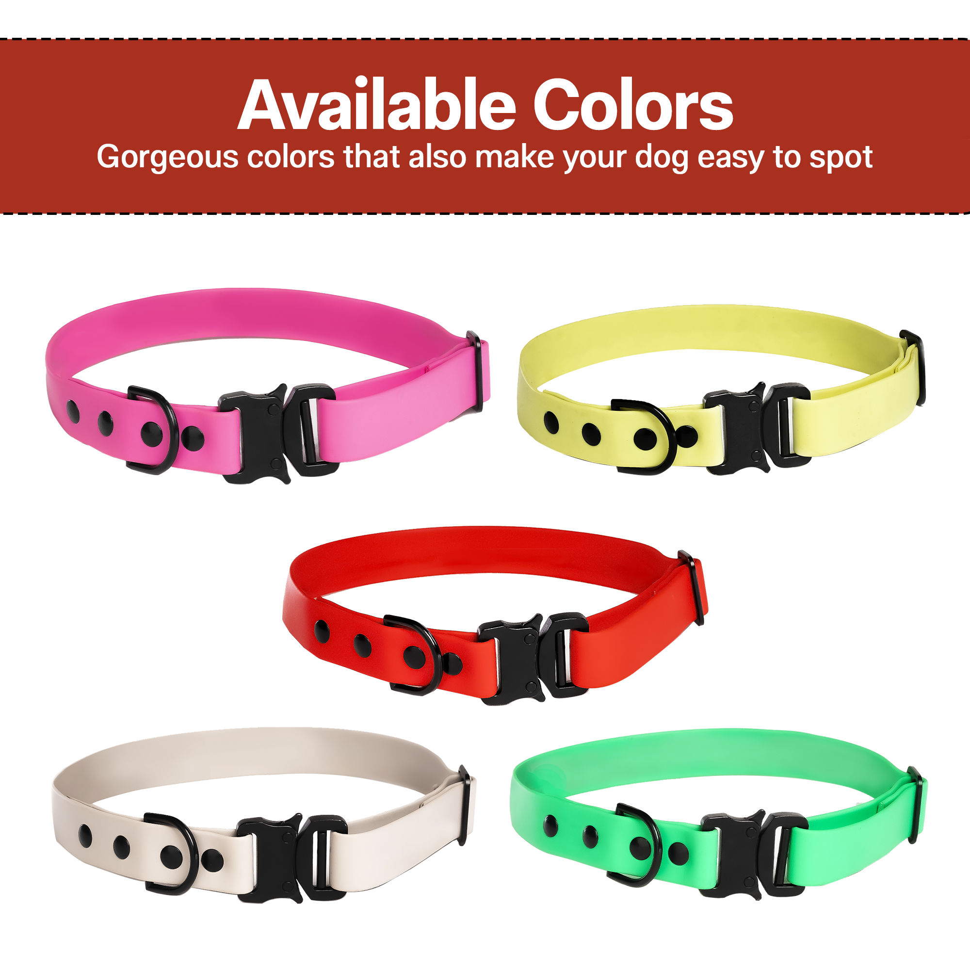 Adil’S Biothane Dog Collar - Waterproof Heavy Duty Dog Collars with Quick Release Buckle & D-Ring