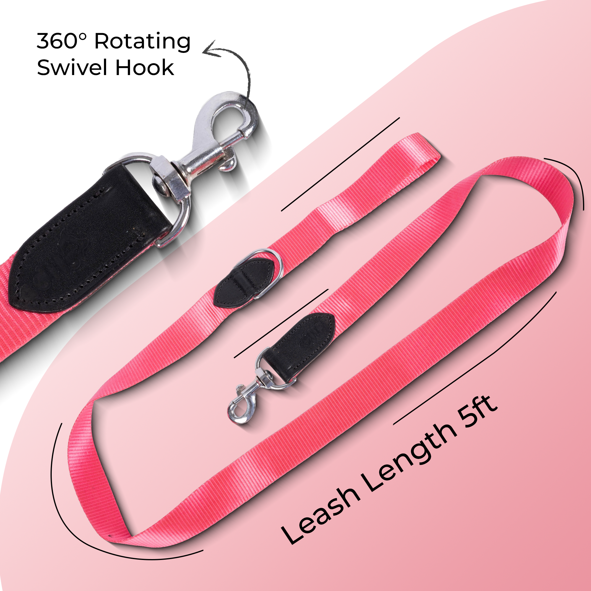 Adil’s Nylon Dog Collar & Leash Combo Set 1.5 Inch Wide Adjustable Collar with Strong Metal Buckle & D-Ring, 5 Ft Durable Leash with 360° Swivel Hook Pets