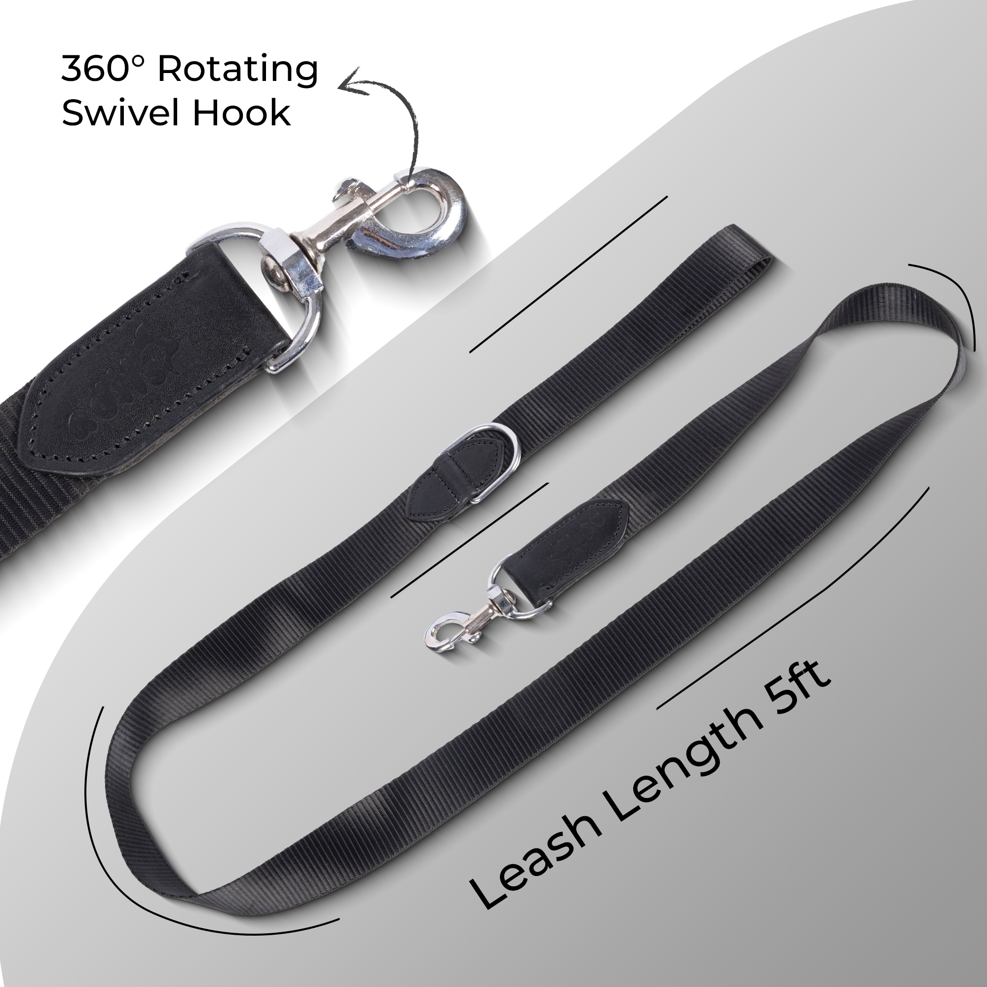 Adil’s Nylon Dog Collar & Leash Combo Set 1.5 Inch Wide Adjustable Collar with Strong Metal Buckle & D-Ring, 5 Ft Durable Leash with 360° Swivel Hook Pets