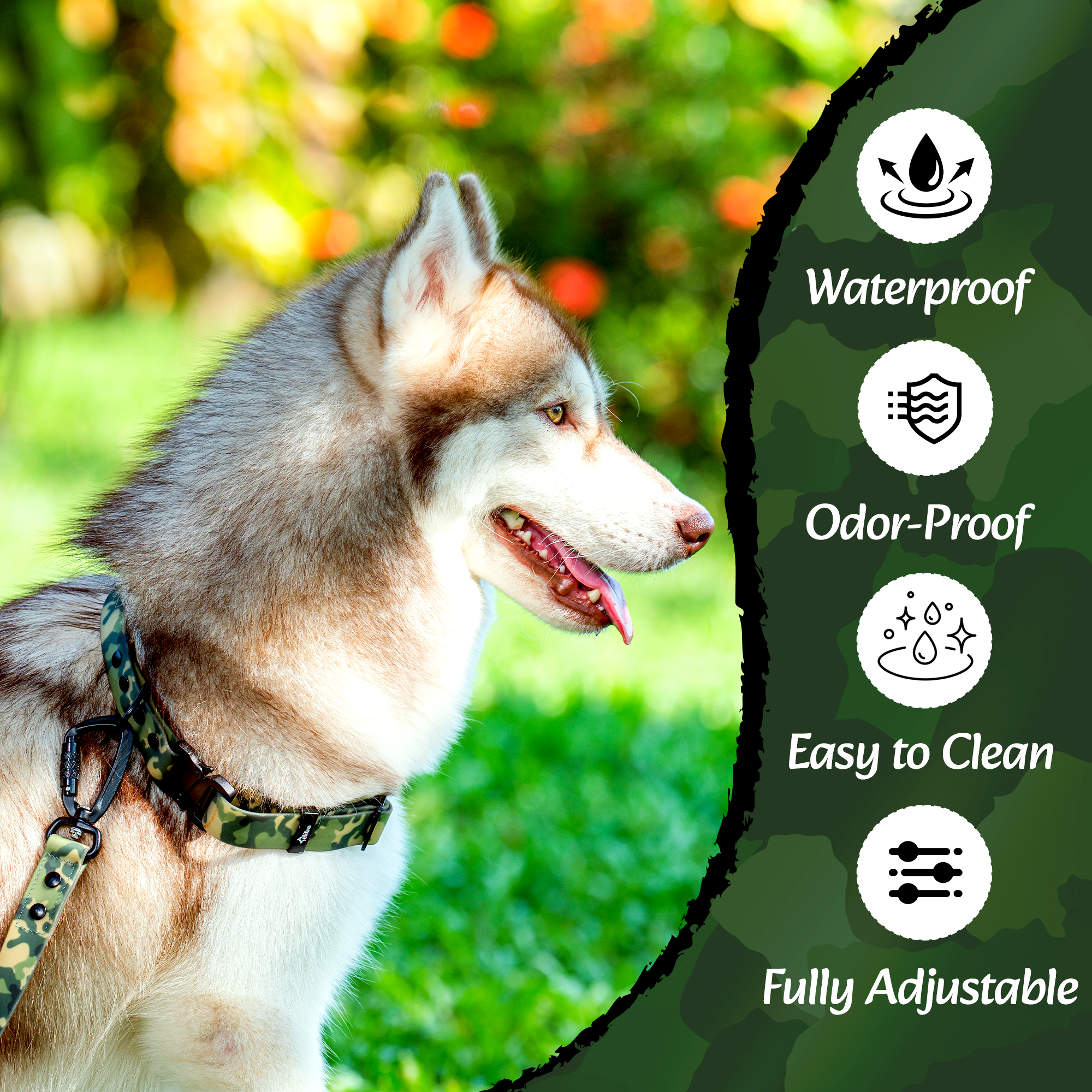 Adil’s Army Biothane Dog Collar – Waterproof, Durable, Adjustable Buckle & D-Ring (M & L)