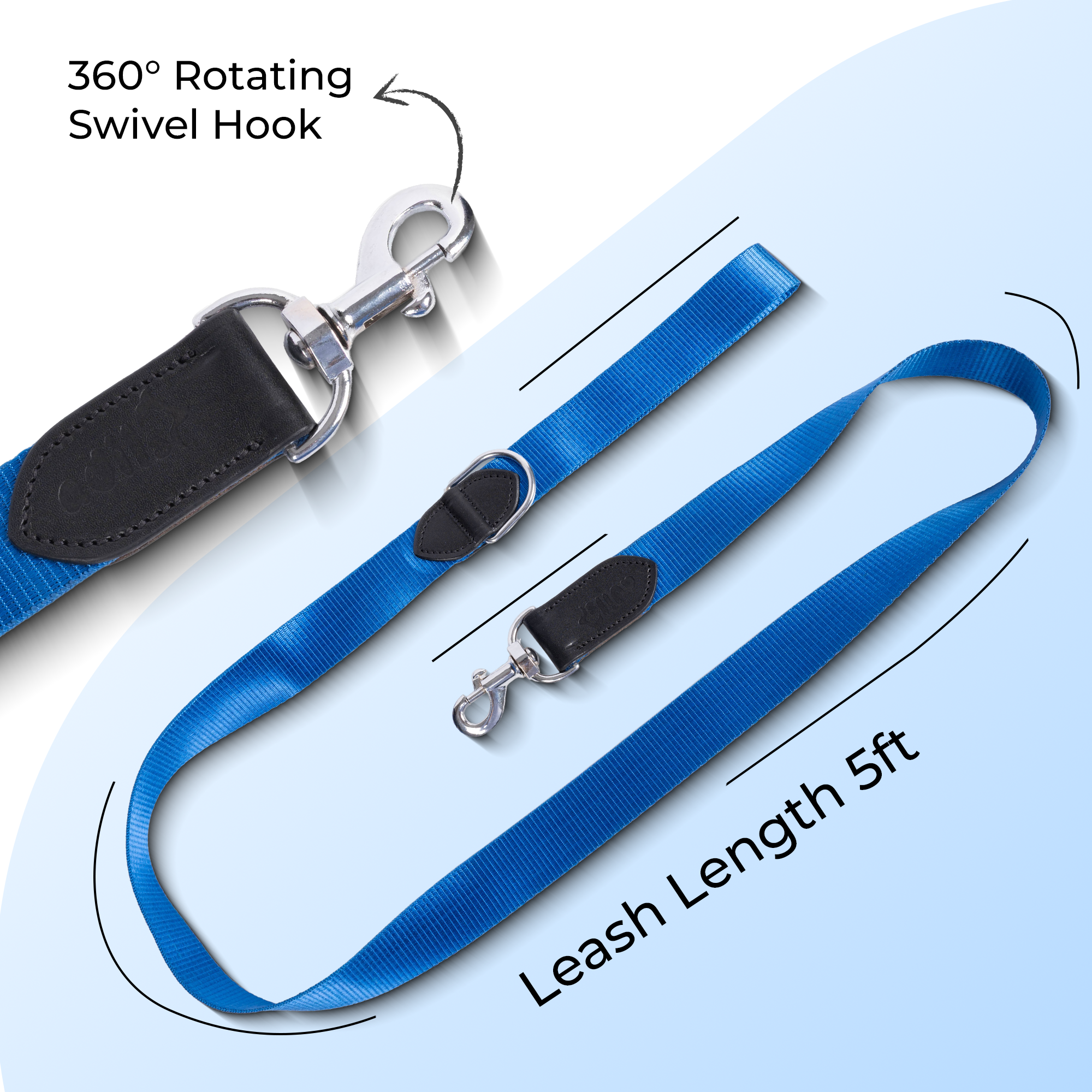 Adil’s Nylon Dog Collar & Leash Combo Set 1.5 Inch Wide Adjustable Collar with Strong Metal Buckle & D-Ring, 5 Ft Durable Leash with 360° Swivel Hook Pets