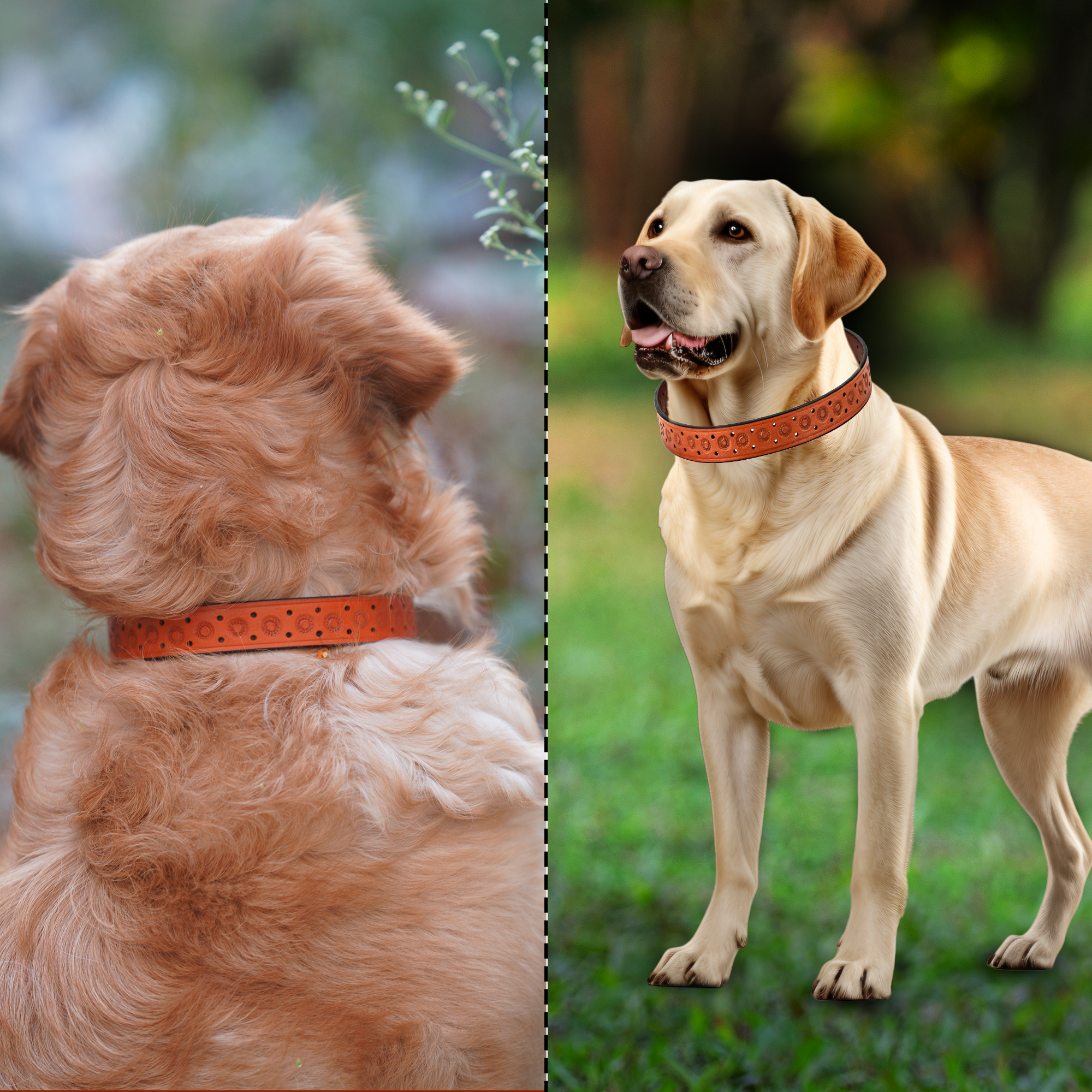 Adil’S Hand-Tooled Leather Dog Collar 1 Inch Width, Adjustable Sizes, Soft Padded Comfort with D-Ring & Sturdy Metal Buckle - Ideal for Small to Large Dogs