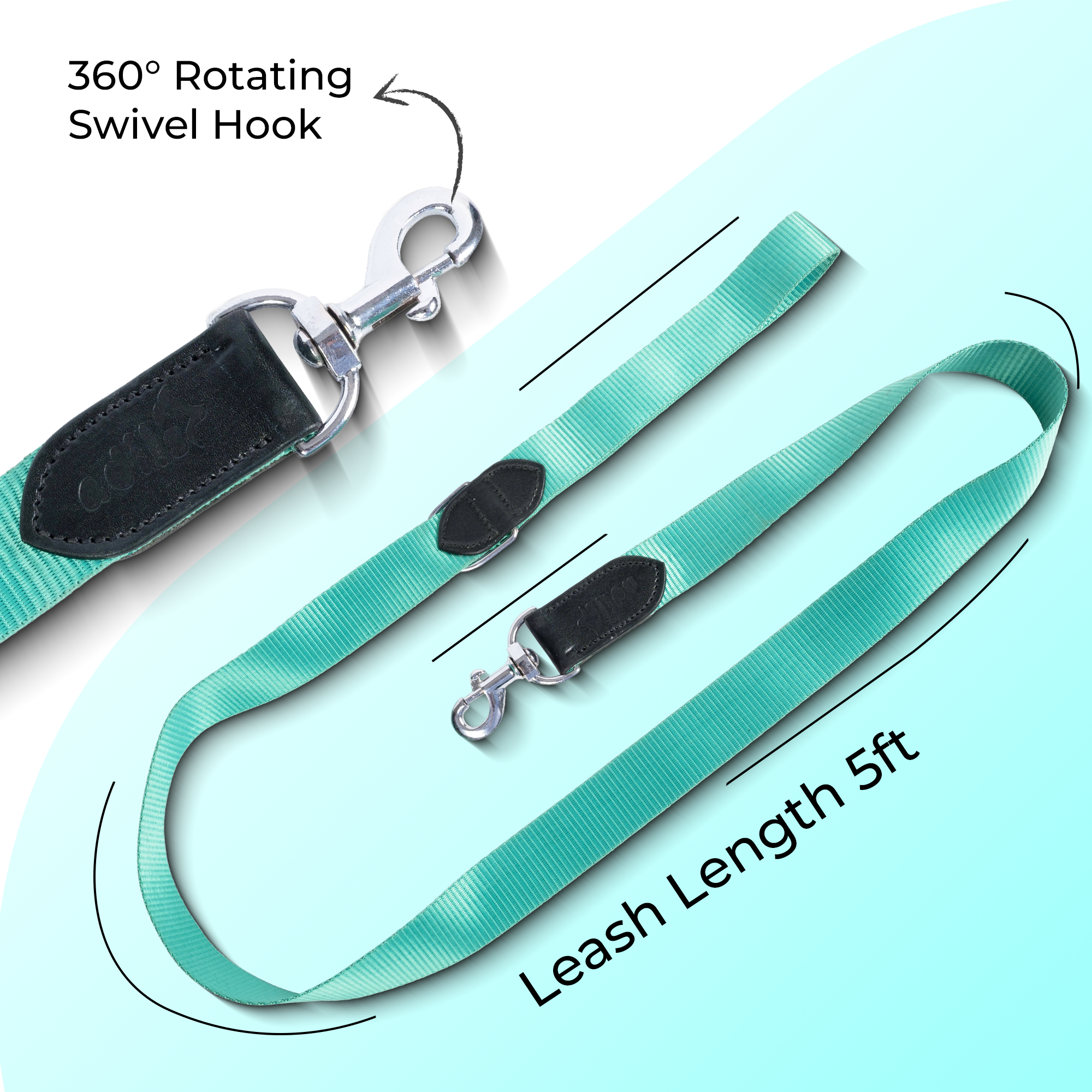 Adil’s Nylon Dog Collar & Leash Combo Set 1.5 Inch Wide Adjustable Collar with Strong Metal Buckle & D-Ring, 5 Ft Durable Leash with 360° Swivel Hook Pets
