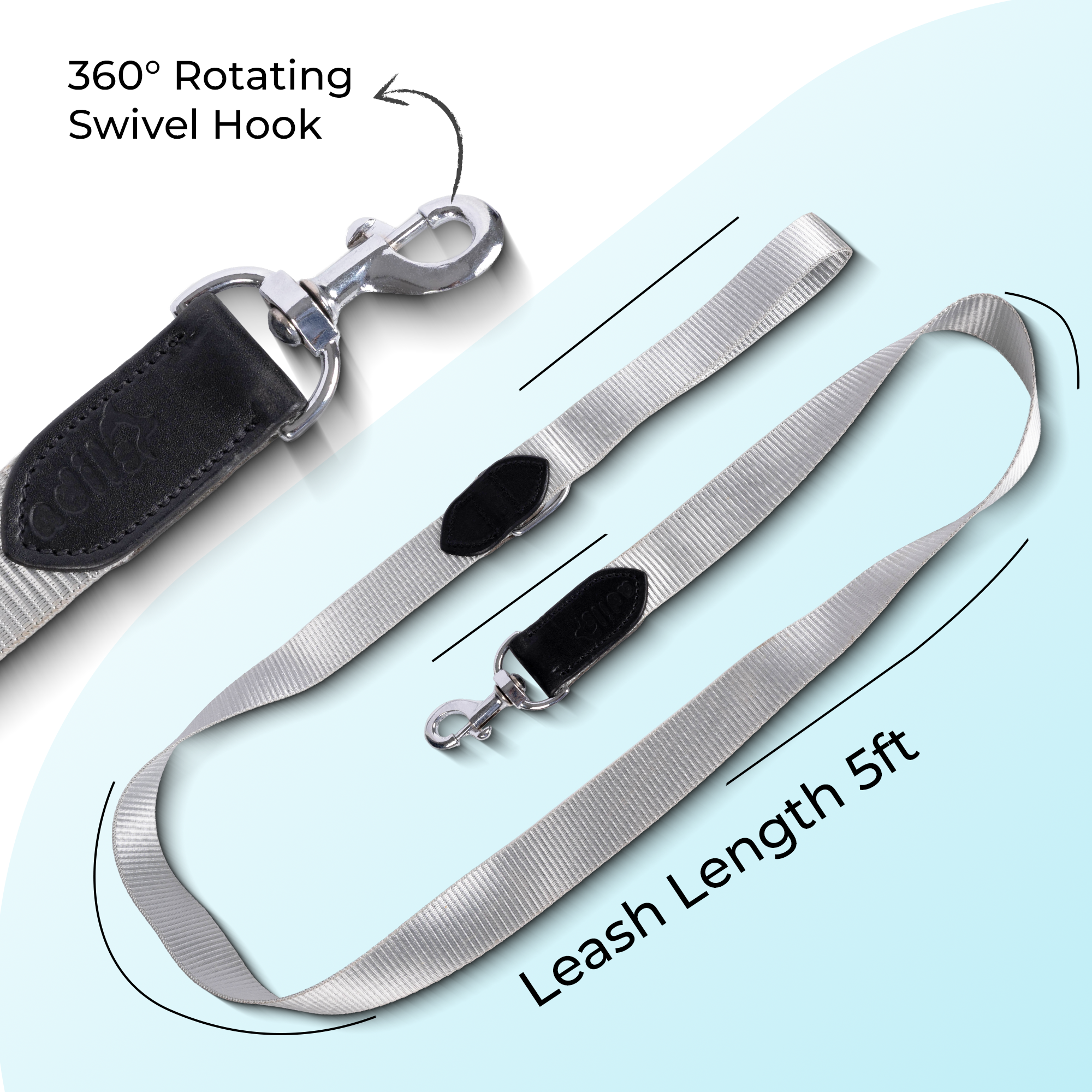 Adil’s Nylon Dog Collar & Leash Combo Set 1.5 Inch Wide Adjustable Collar with Strong Metal Buckle & D-Ring, 5 Ft Durable Leash with 360° Swivel Hook Pets
