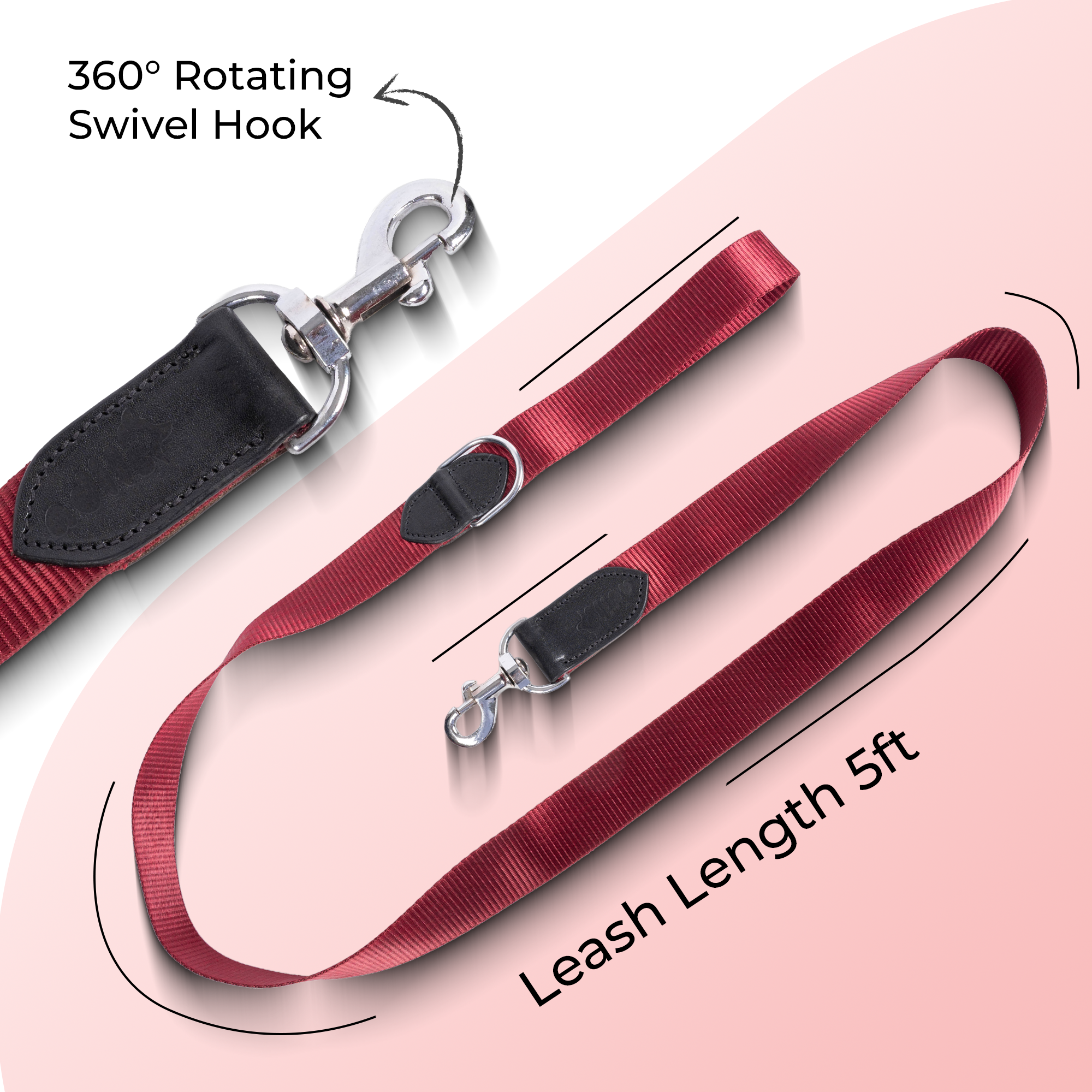 Adil’s Nylon Dog Collar & Leash Combo Set 1.5 Inch Wide Adjustable Collar with Strong Metal Buckle & D-Ring, 5 Ft Durable Leash with 360° Swivel Hook Pets