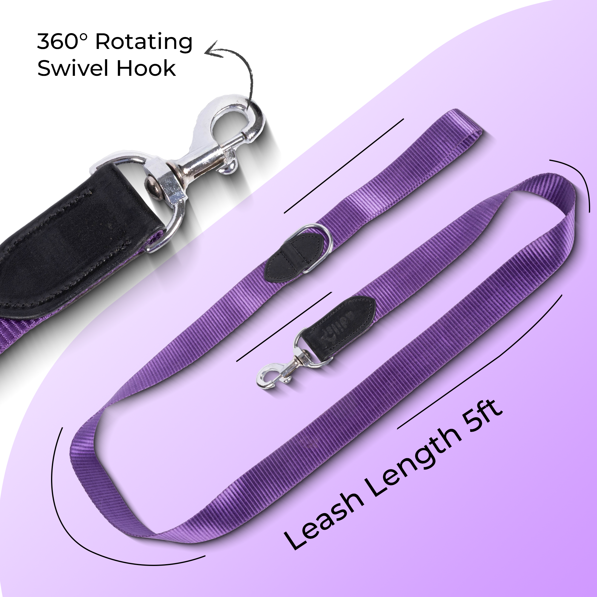 Adil’s Nylon Dog Collar & Leash Combo Set 1.5 Inch Wide Adjustable Collar with Strong Metal Buckle & D-Ring, 5 Ft Durable Leash with 360° Swivel Hook Pets