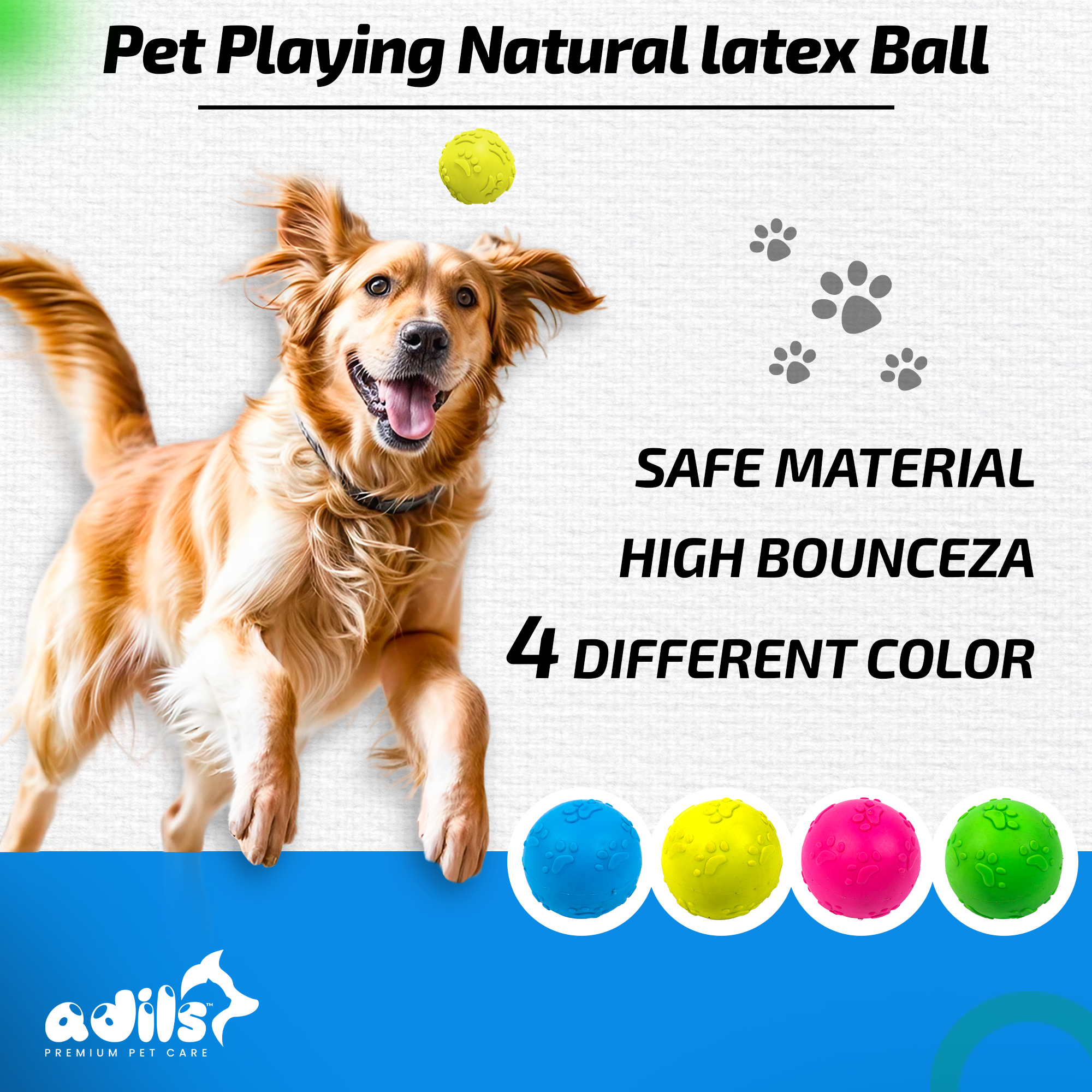 ADIL'S Natural Latex Dog Chews Ball Toy for Small to Medium Dogs & Puppies
