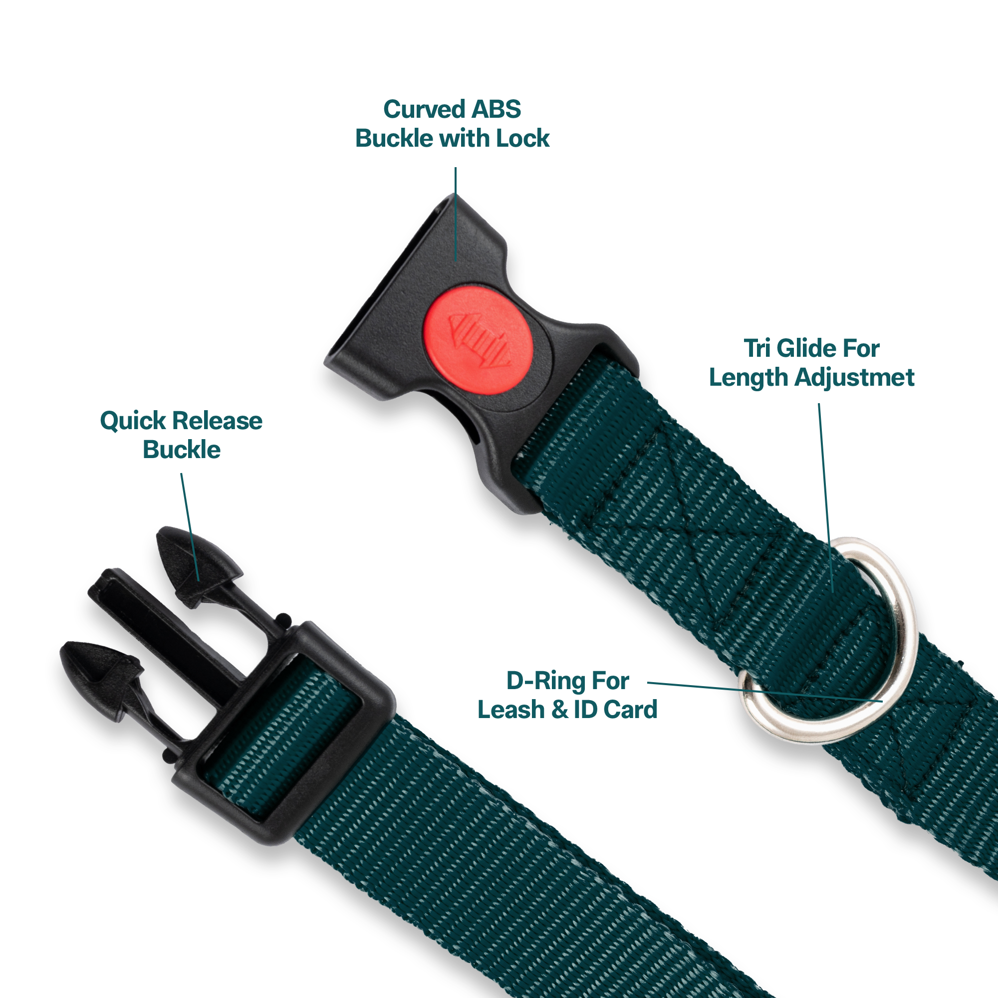 Adil's Nylon Dog Collar & Reflective Leash Set - Soft Padded, 5ft for All Breeds