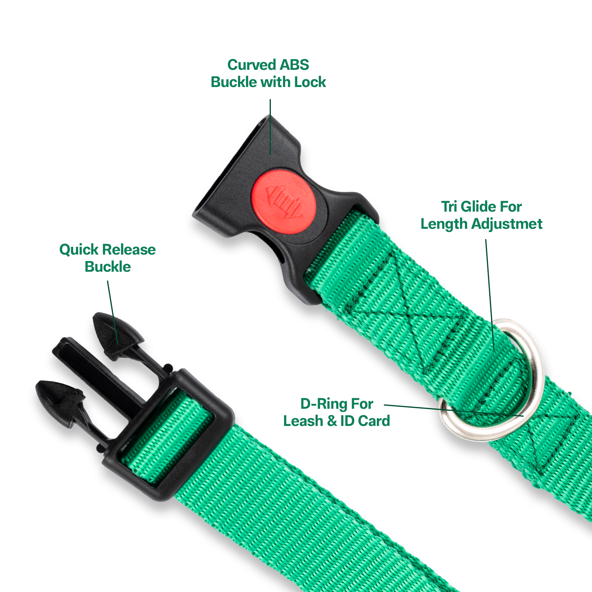 Adil's Nylon Dog Collar & Reflective Leash Set - Soft Padded, 5ft for All Breeds