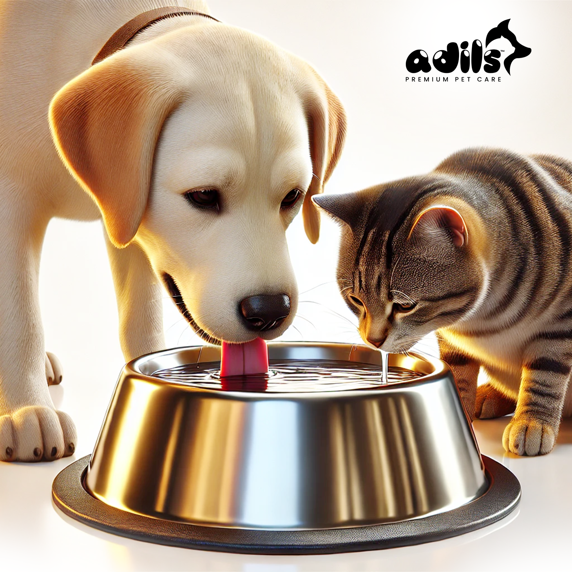 Adil’s Stainless Steel Dog and Cat Feeder - Non-Slip Base, Easy to Clean, Durable & Bite-Resistant Pet Food Bowl