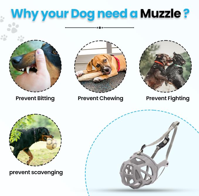 Adil’S Soft Muzzle Guard for Dogs with Adjustable Strap Buckle, Ideal for Stopping Biting, Barking and Chewing Aggressive