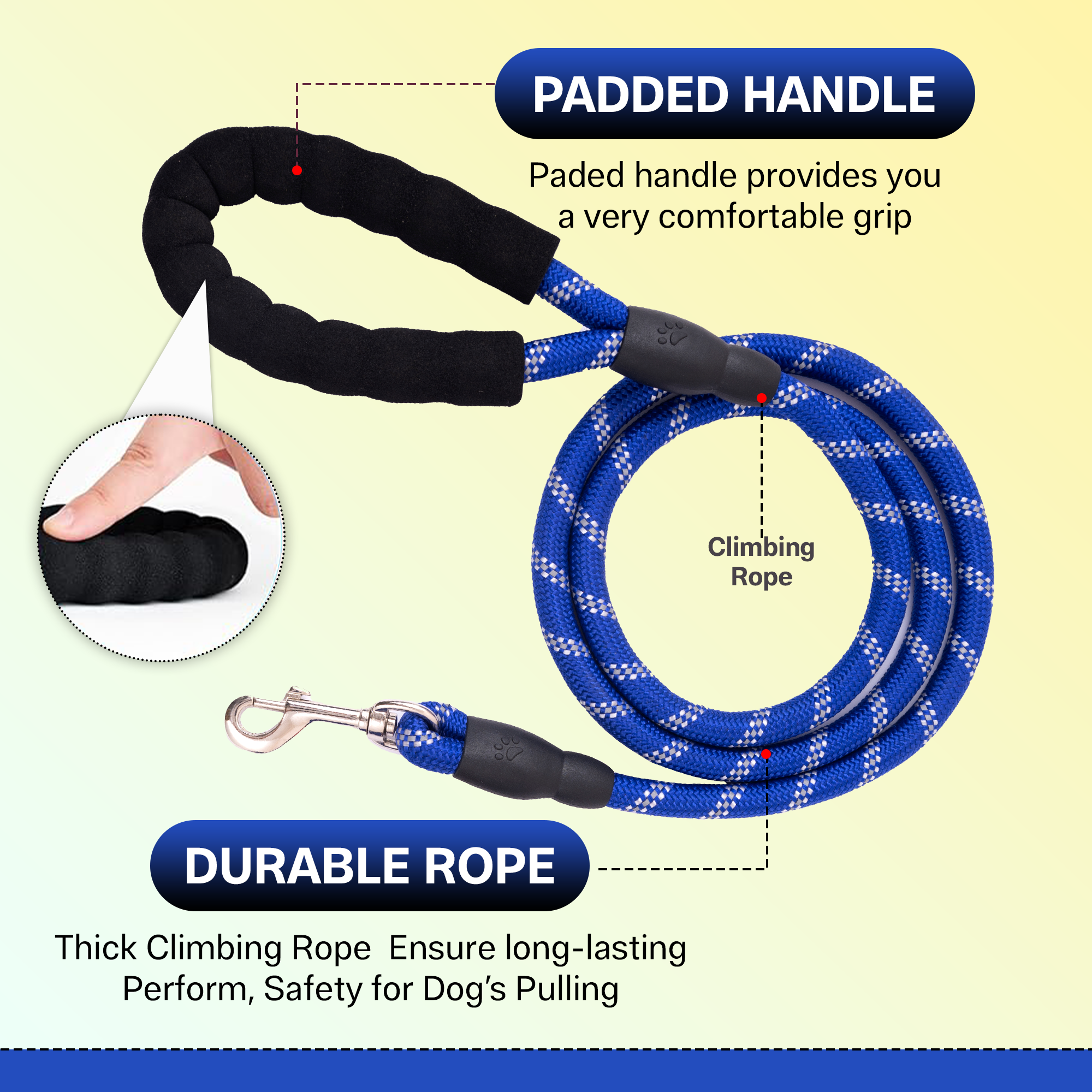 ADIL’S Heavy Duty Nylon Dog Leash, Reflective Dog Leash for Medium & Large Dogs (5 Feet)