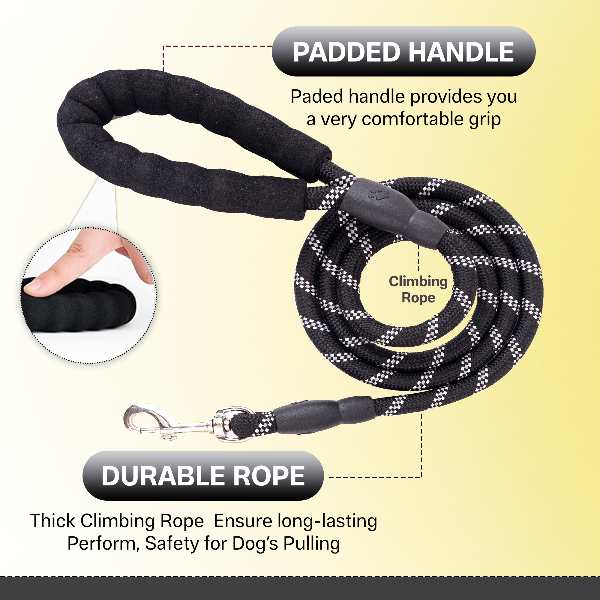 ADIL’S Heavy Duty Nylon Dog Leash, Reflective Dog Leash for Medium & Large Dogs (5 Feet)