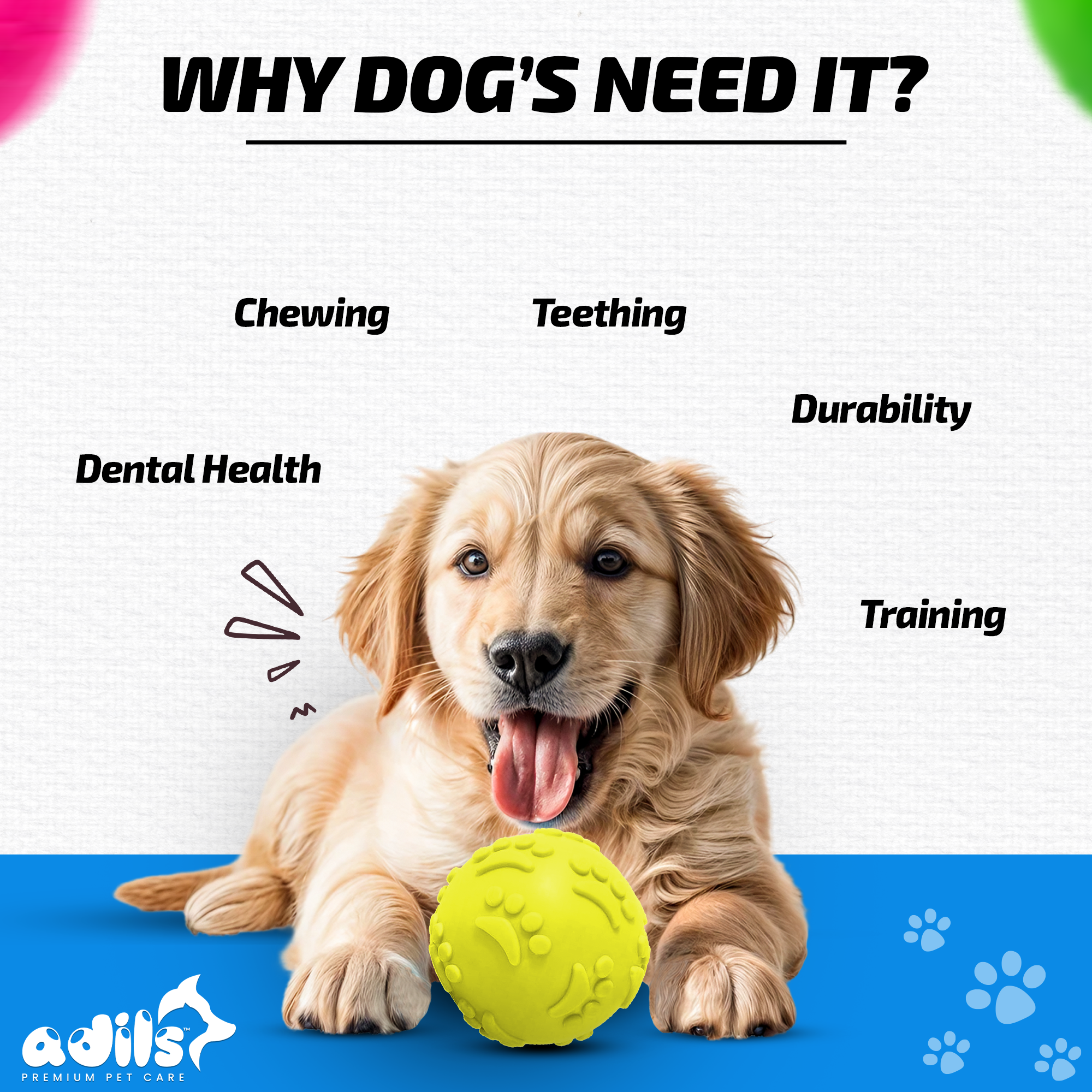 ADIL'S Natural Latex Dog Chews Ball Toy for Small to Medium Dogs & Puppies