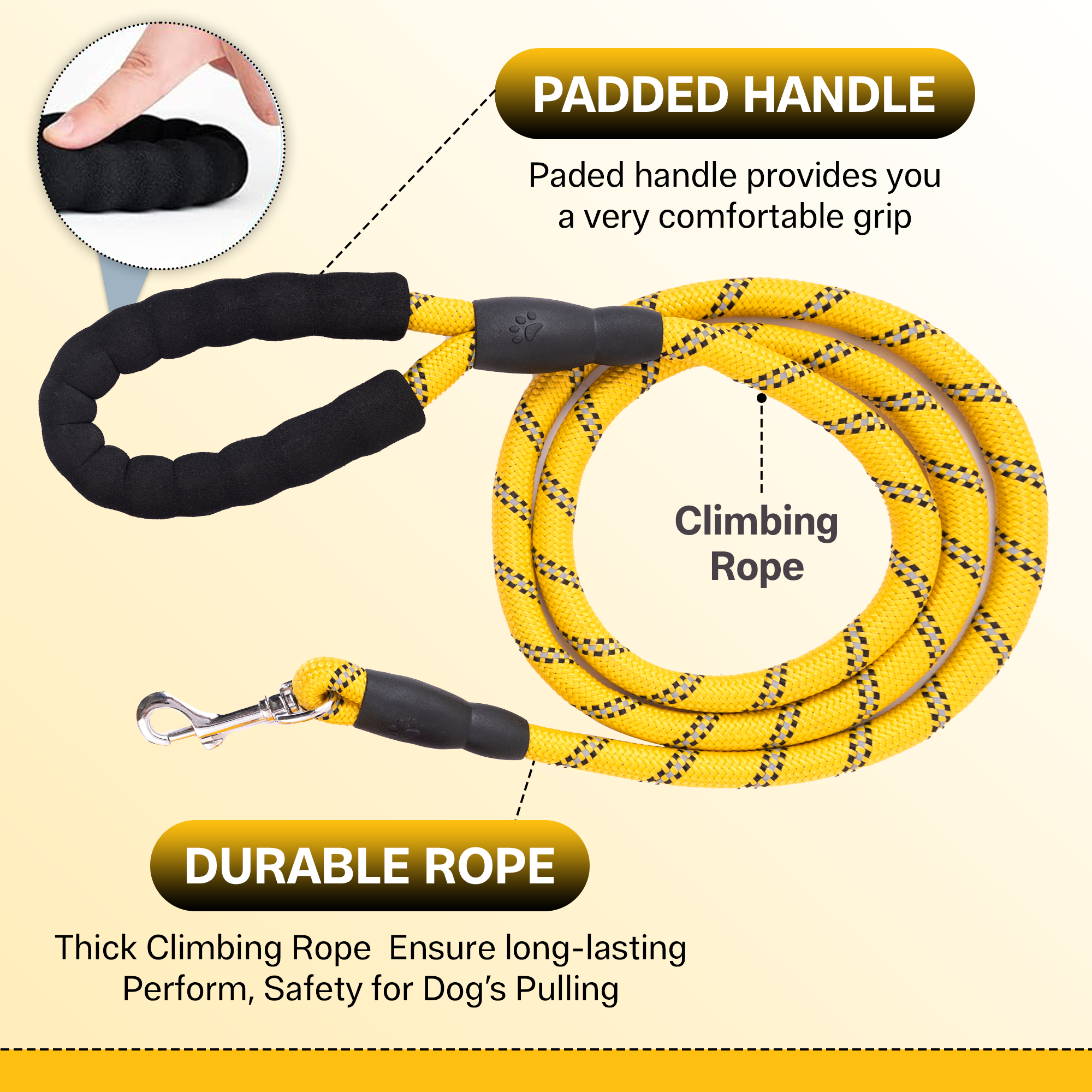 ADIL’S Heavy Duty Nylon Dog Leash, Reflective Dog Leash for Medium & Large Dogs (5 Feet)