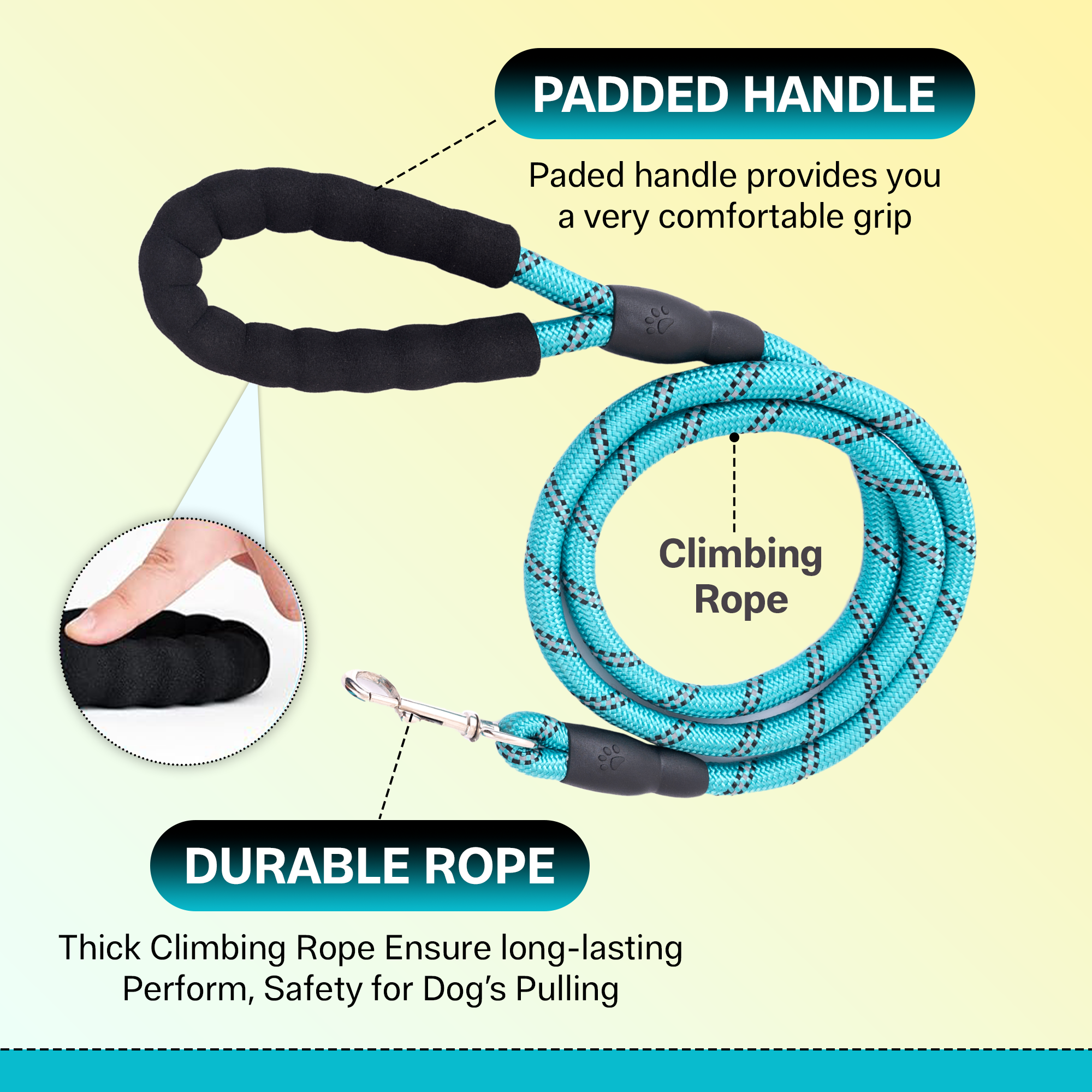 ADIL’S Heavy Duty Nylon Dog Leash, Reflective Dog Leash for Medium & Large Dogs (5 Feet)