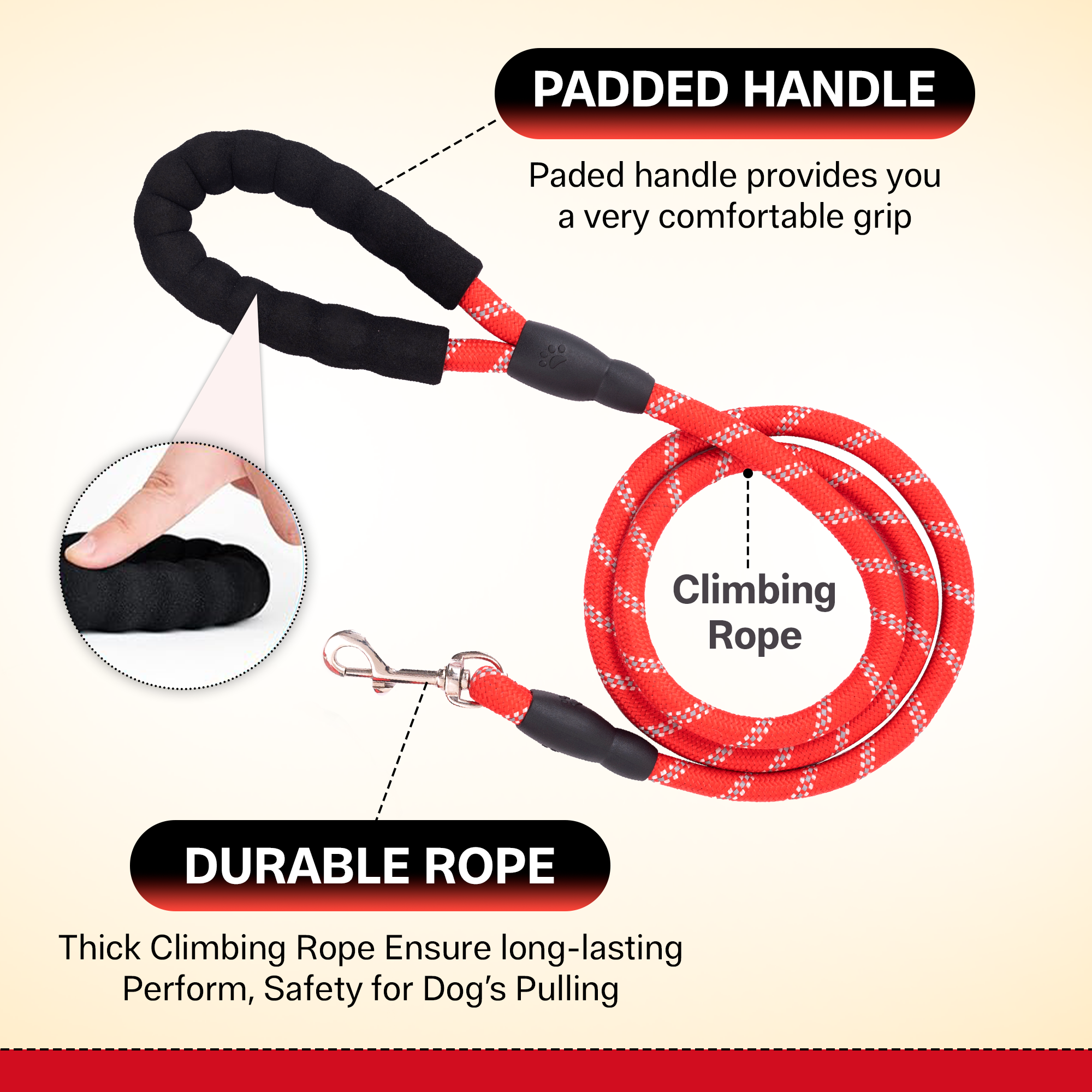ADIL’S Heavy Duty Nylon Dog Leash, Reflective Dog Leash for Medium & Large Dogs (5 Feet)