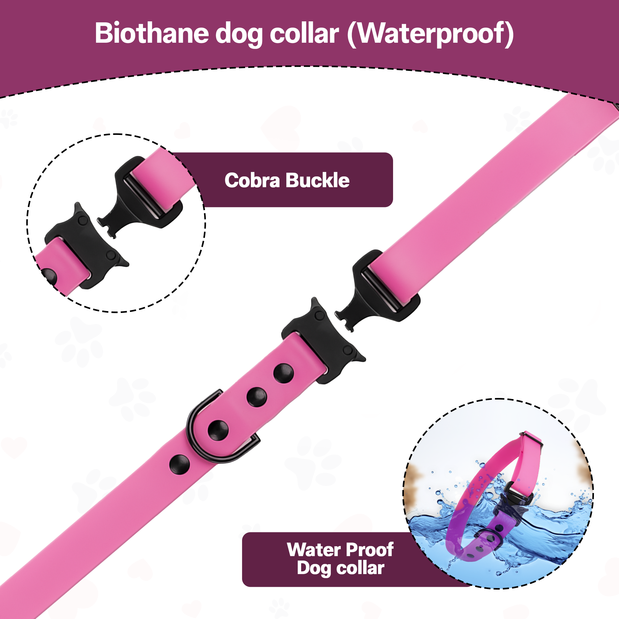Adil’S Biothane Dog Collar - Waterproof Heavy Duty Dog Collars with Quick Release Buckle & D-Ring