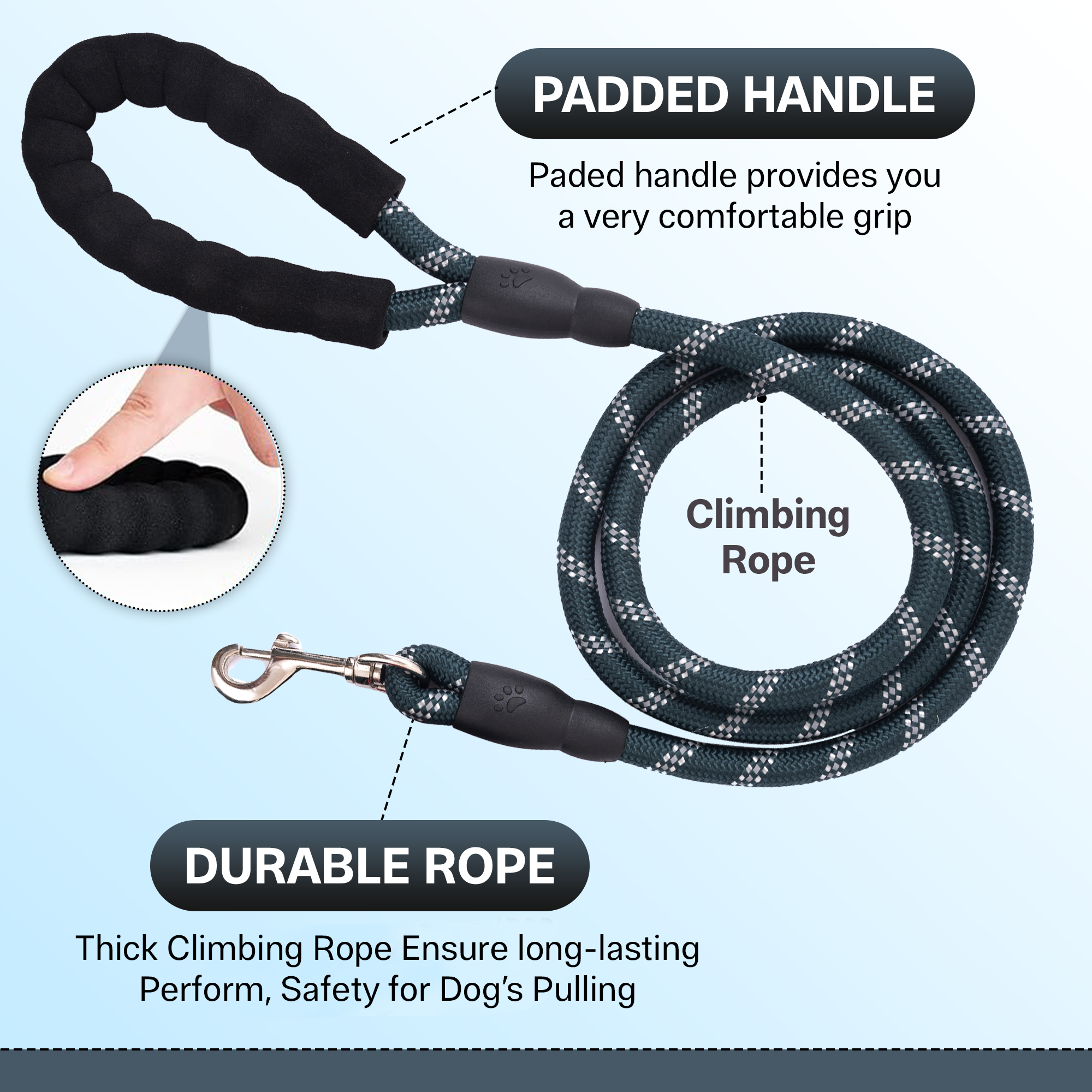 ADIL’S Heavy Duty Nylon Dog Leash, Reflective Dog Leash for Medium & Large Dogs (5 Feet)