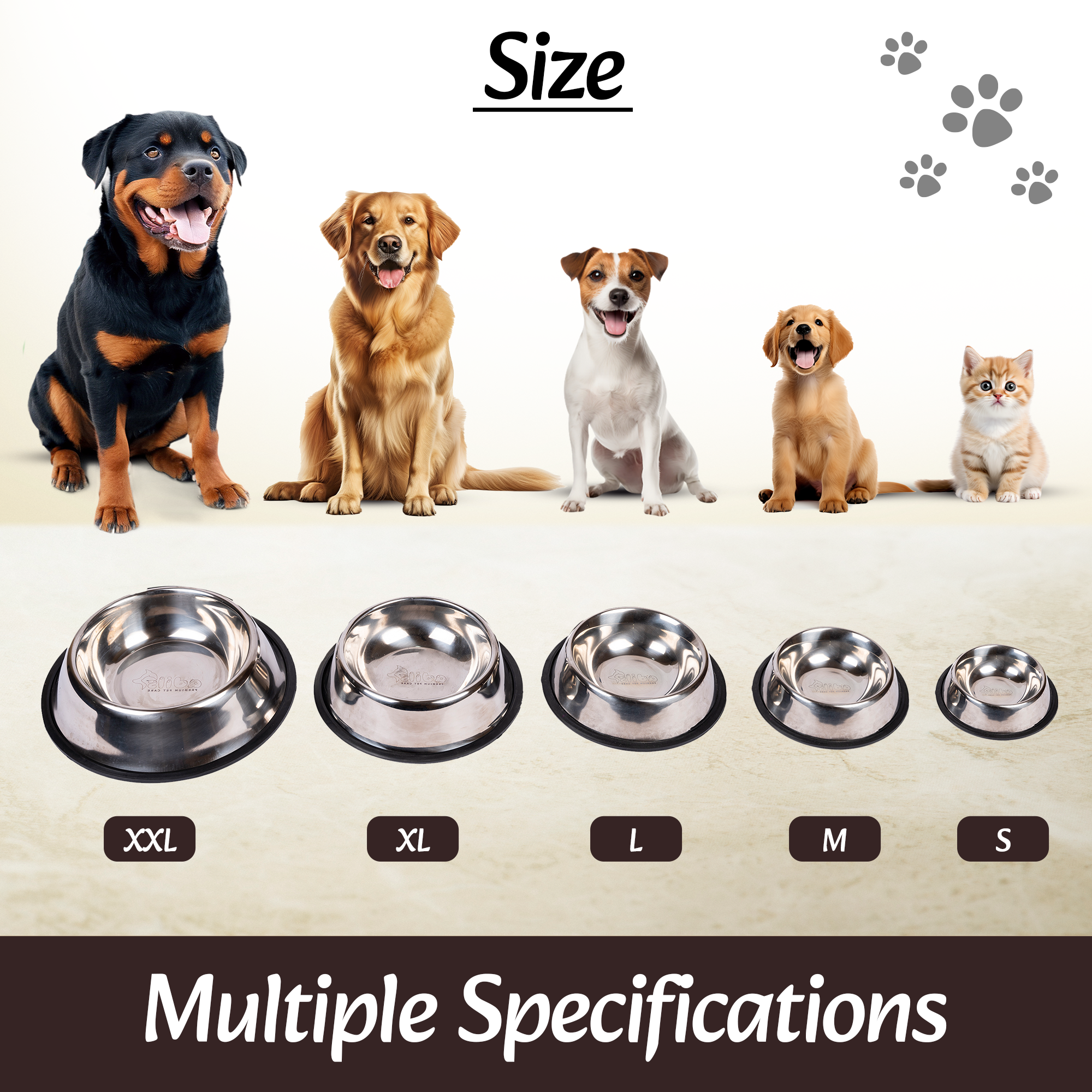 Adil’s Stainless Steel Dog and Cat Feeder - Non-Slip Base, Easy to Clean, Durable & Bite-Resistant Pet Food Bowl