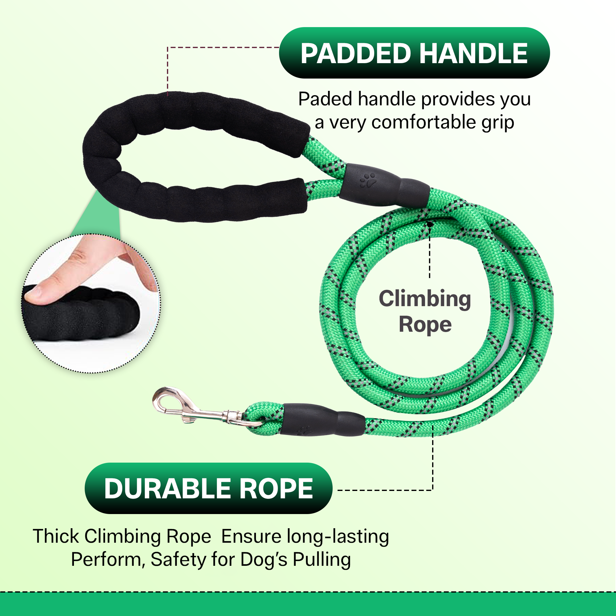 ADIL’S Heavy Duty Nylon Dog Leash, Reflective Dog Leash for Medium & Large Dogs (5 Feet)