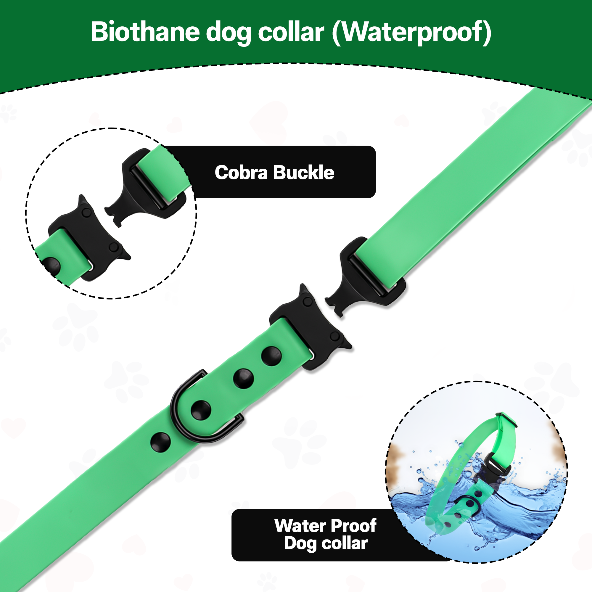 Adil’S Biothane Dog Collar - Waterproof Heavy Duty Dog Collars with Quick Release Buckle & D-Ring