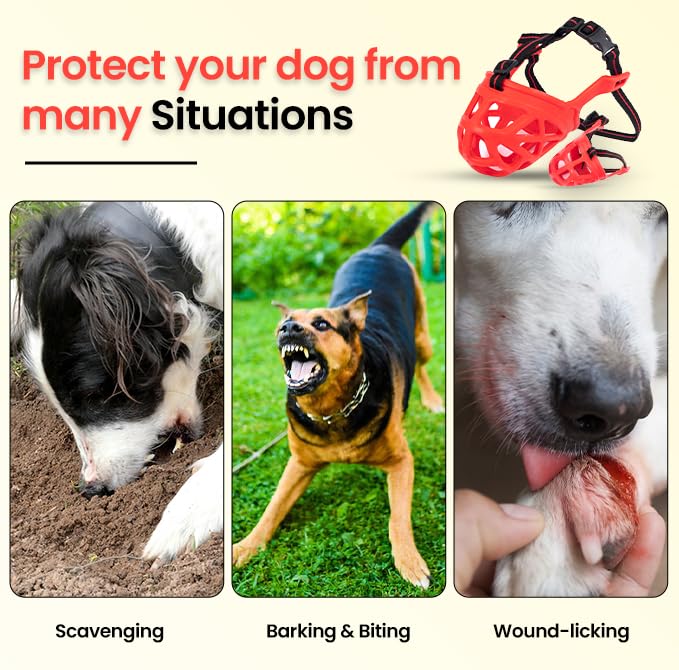 Adil’S Soft Muzzle Guard for Dogs with Adjustable Strap Buckle, Ideal for Stopping Biting, Barking and Chewing Aggressive