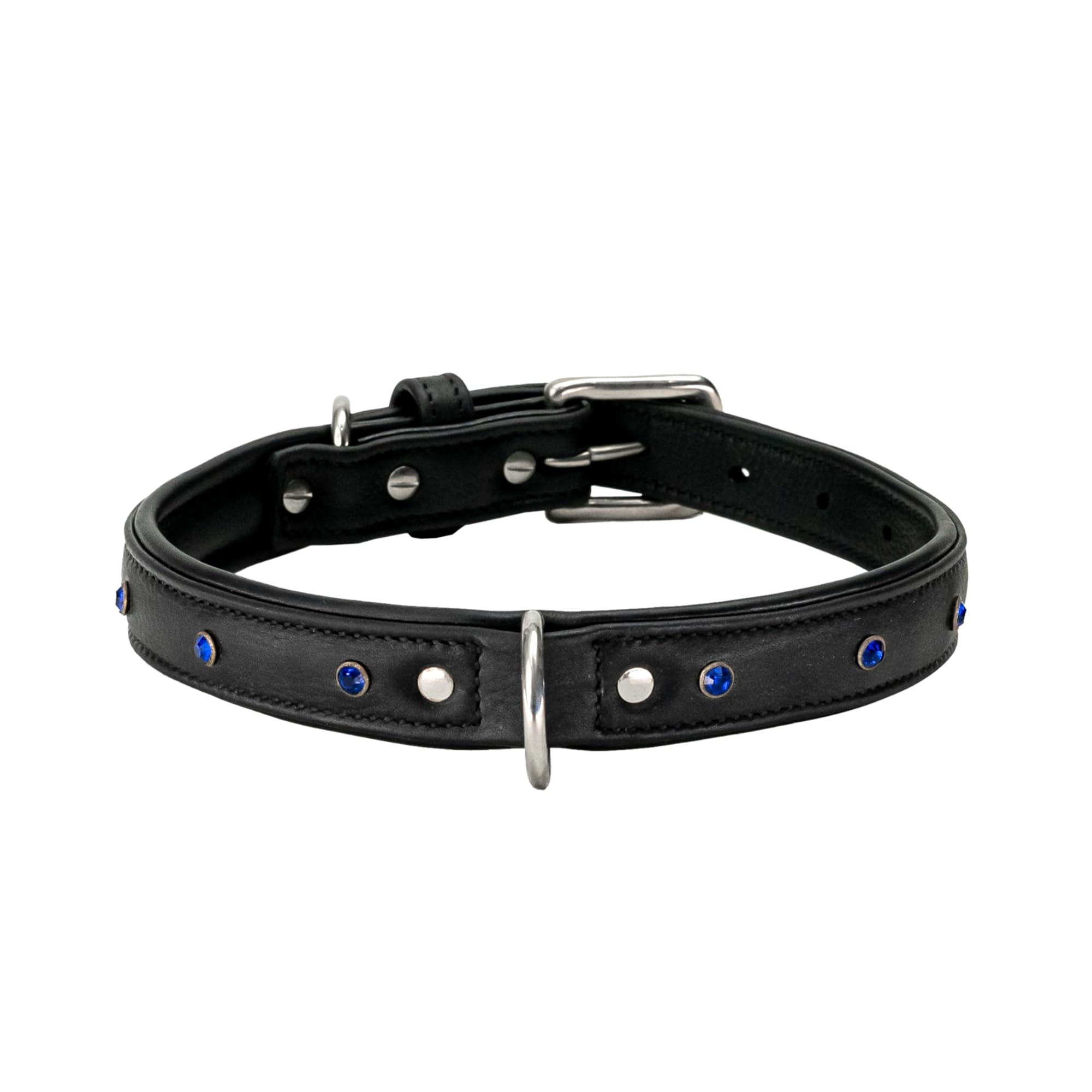 Adil’S Black Studded Softy Leather Dog Collar 1inch Width Suitable for Small, Medium & Large Dogs with Strong Metal Buckle & D-Ring for leashes, Size: S to XL, Brown (S, Black Stud)