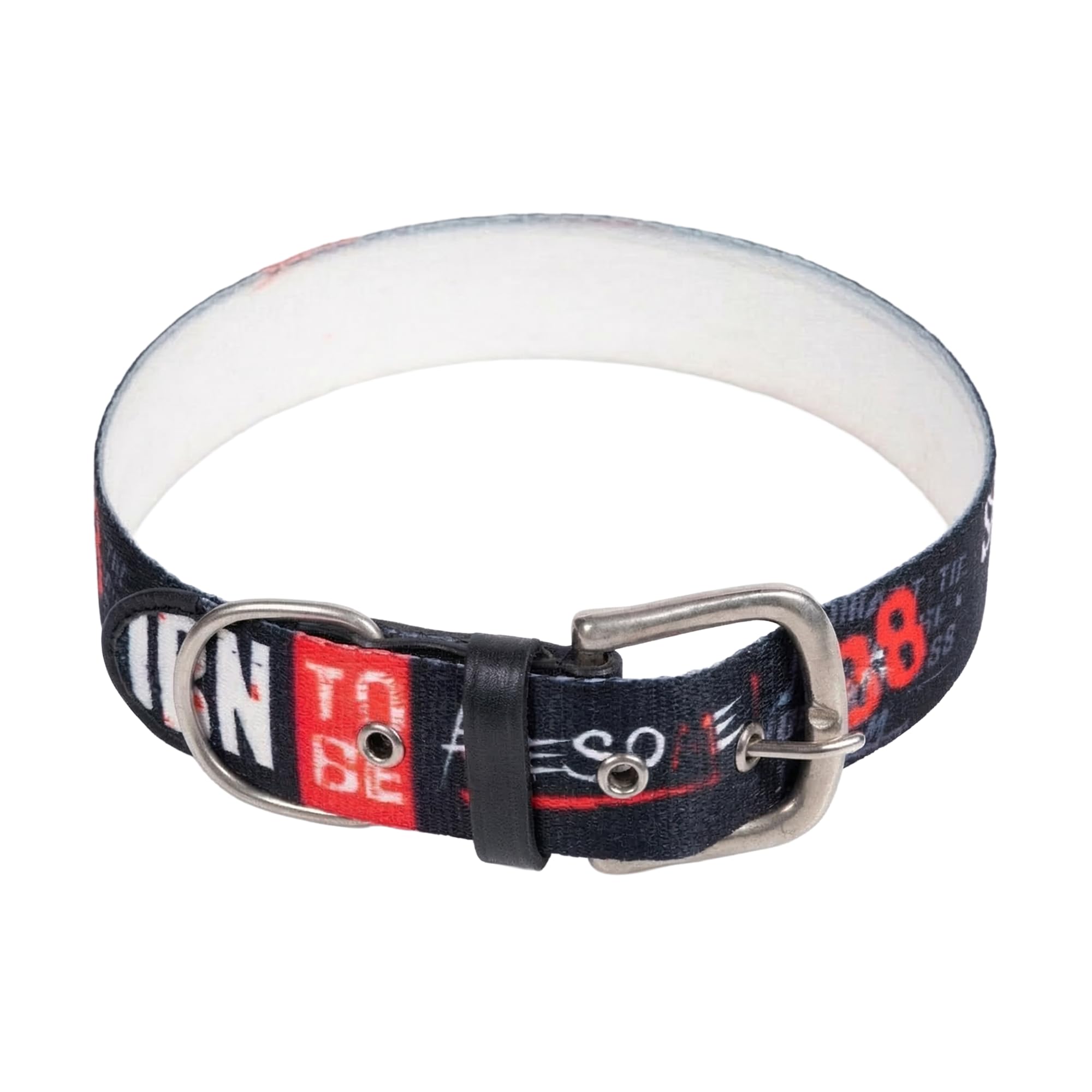 ADIL's Handcrafted Cotton Dog Collar – Premium Graffiti Printed Webbing Neckbelt with Heavy-Duty Metal Buckle & Strong D-Ring Adjustable Neckband for Small Medium Large Dogs, 1.5 Inch (Black, S)