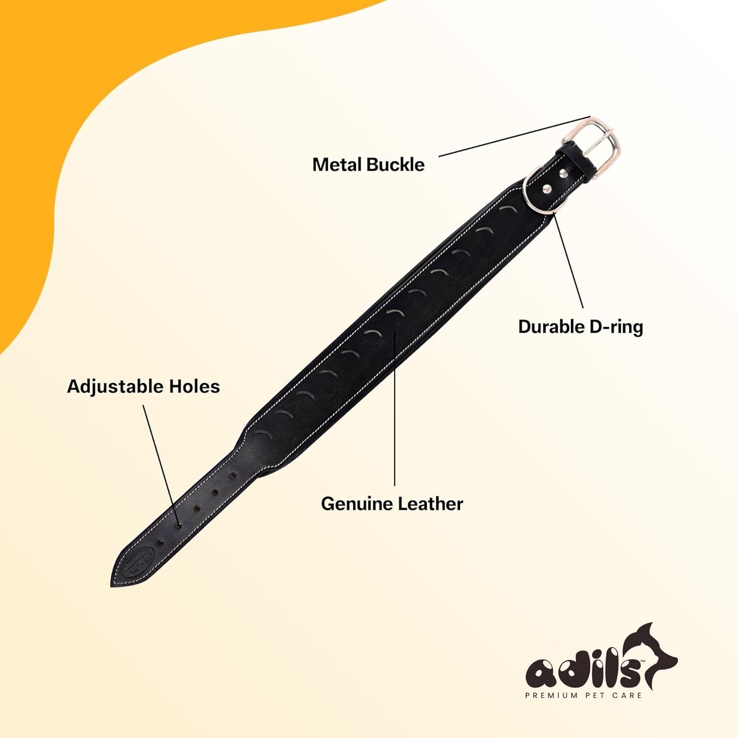 Adil’S Tooling Half Moon Cut Tooled Dog Collar 2.25INCH Width Suitable for Medium & Large Dogs, Hand Tooled Leather Dog Collar with Sturdy Hardware & Classic Design