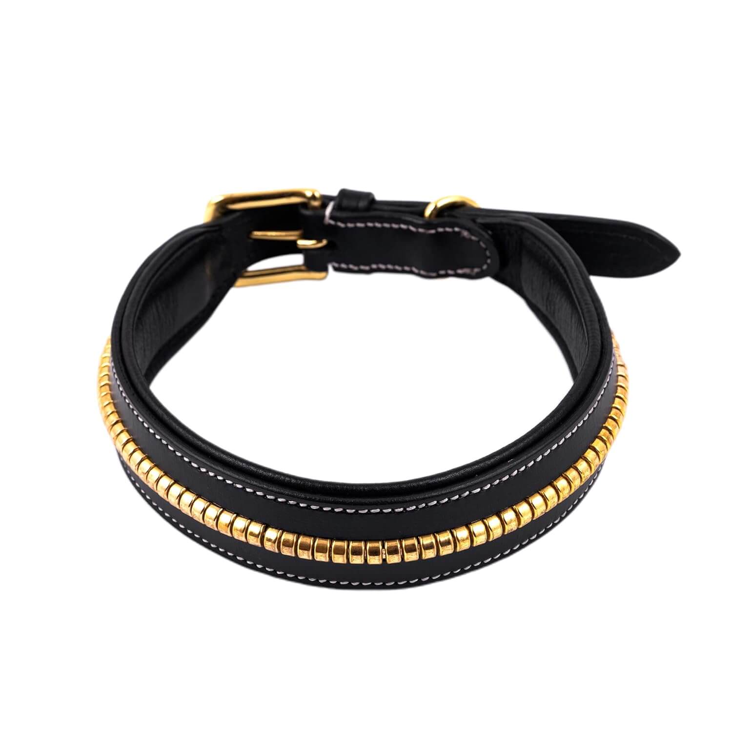 Adil's Genuine Leather 1.5" Mid Chain Dog Collar for Medium to Large Dogs