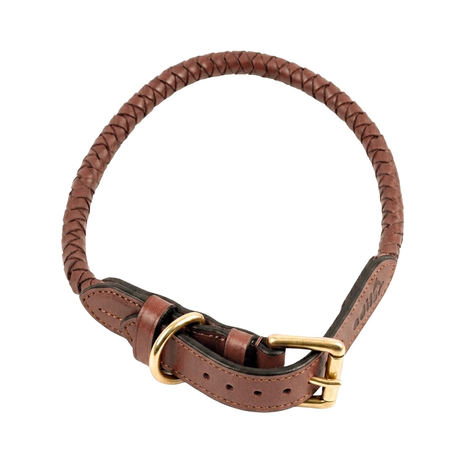 Braided Rolled Drum Dyed (DD) Leather Dog Collar