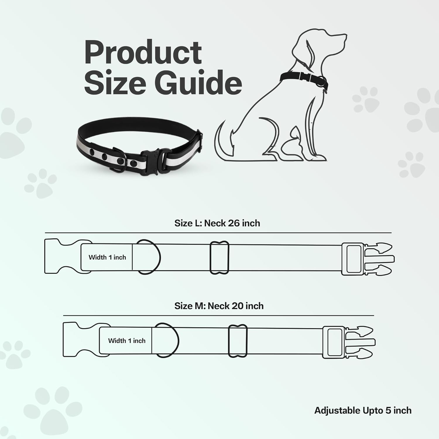 Adil'S Biothane Reflective Dog Collar 1 inch Width - Waterproof Heavy Duty Dog Collars with Quick Release Buckle & D-Ring for leashes Fits Small, Large & Medium Dogs