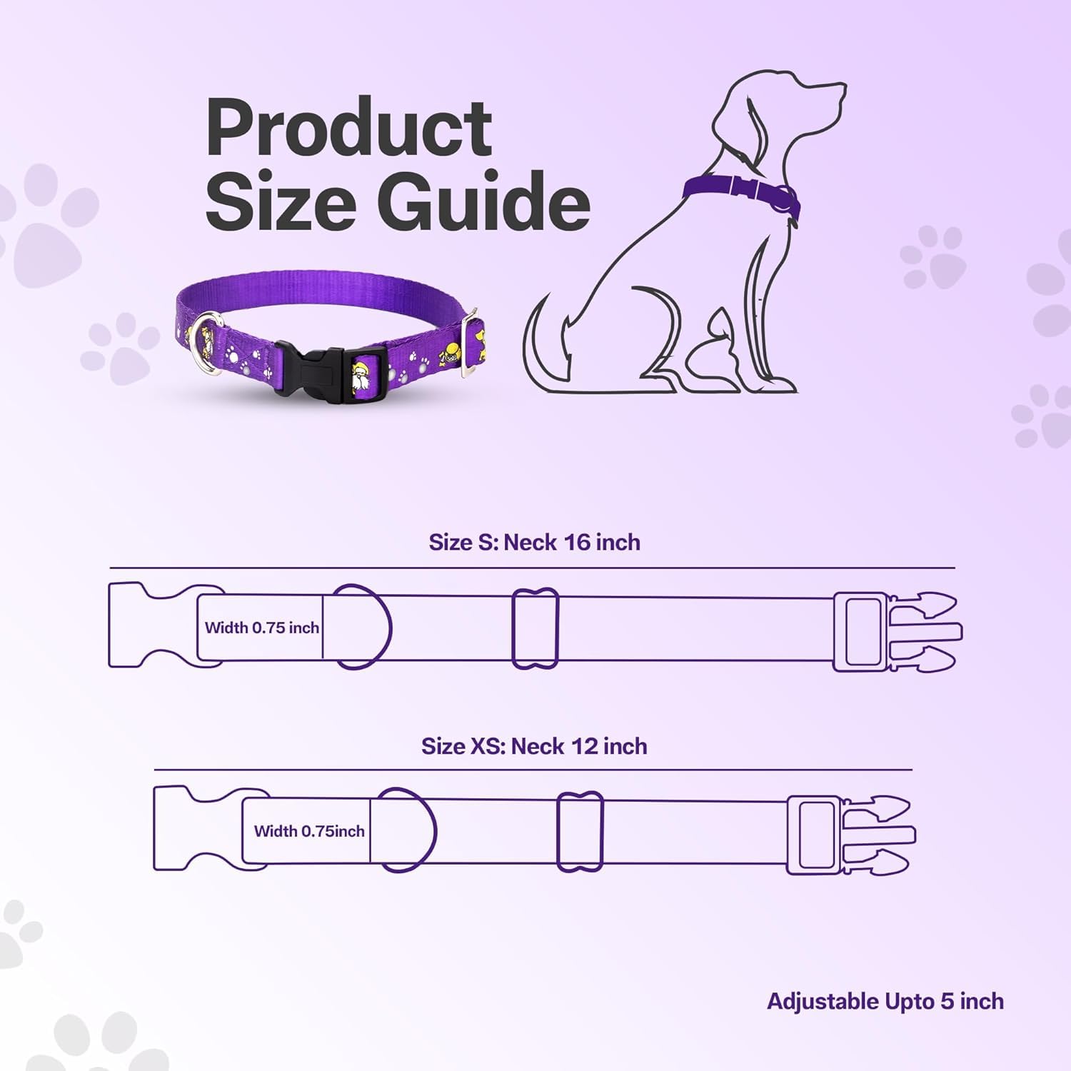 Adil's Nylon Paw Print Dog Collar & Leash Combo Set Quick Release Buckle 360° Swivel Hook Leather Accents 0.75 Inch Collar 5Ft Lead Walking Training for Small Medium Pets