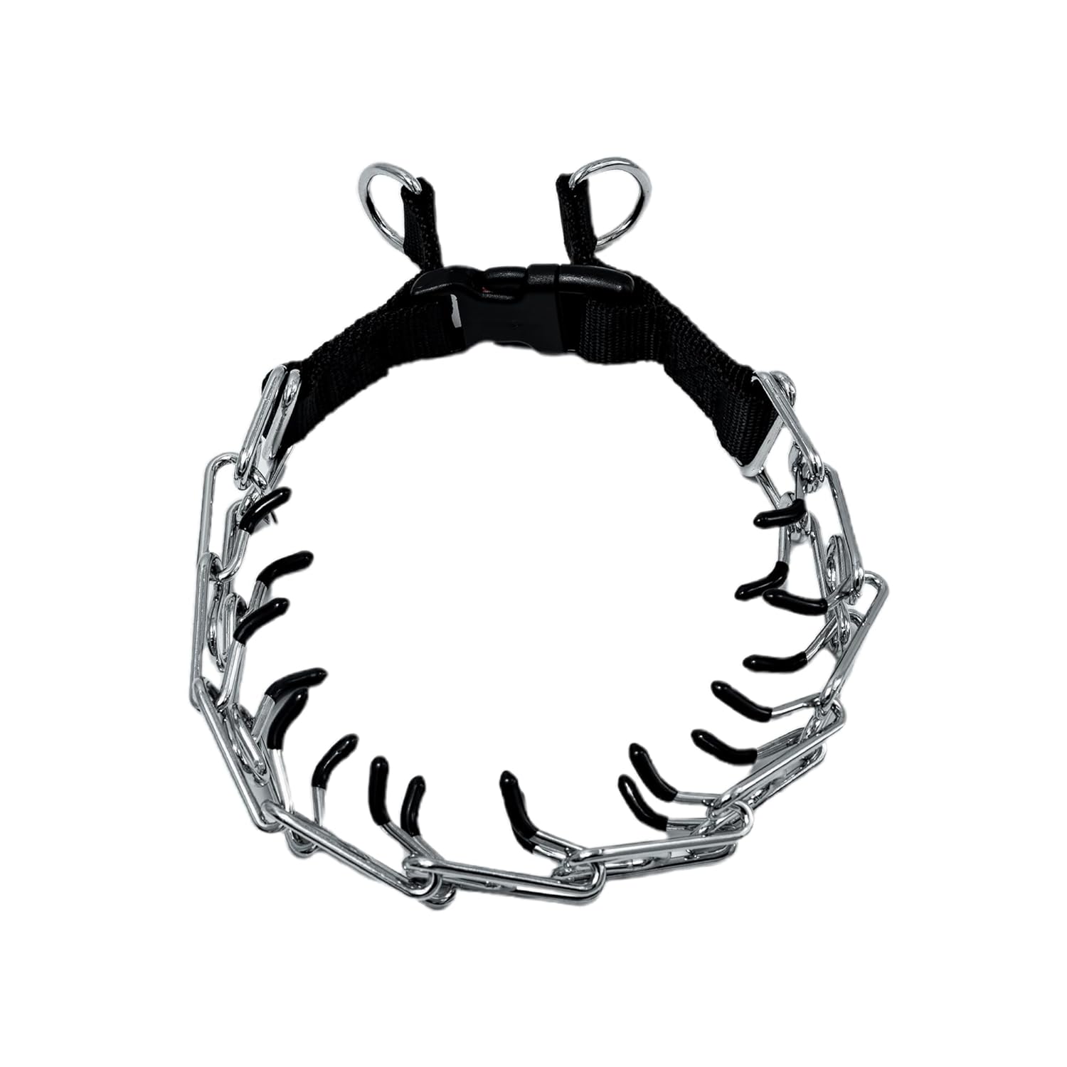 ADIL'S Prong Dog Collar with Protective Black End Plastic Caps - Adjustable Choke Collar with Quick-Release Buckle