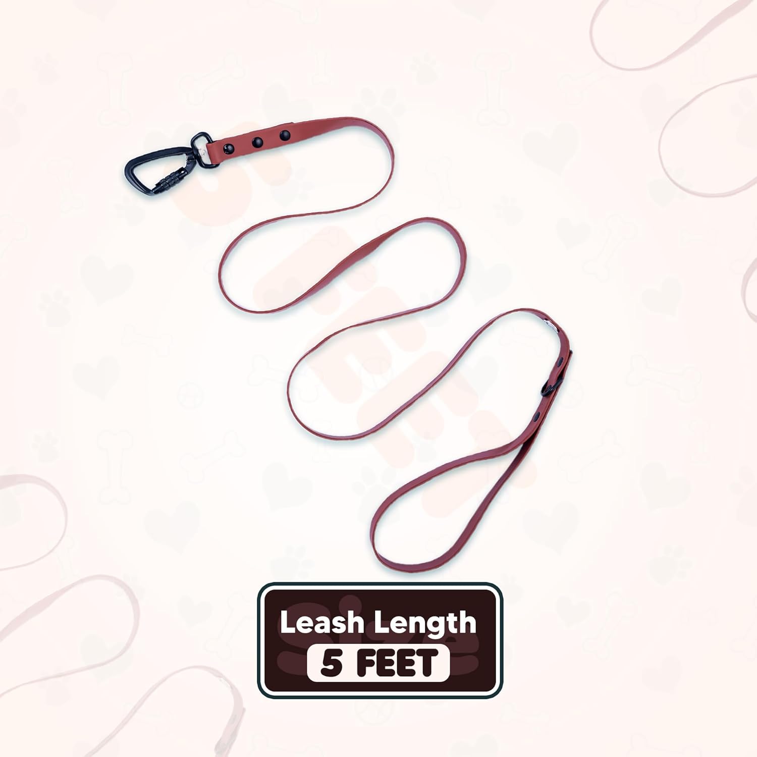 Adil’s Biothane Dog Leash - Waterproof Leashes for Dogs, Metal Hook, Adjustable 5ft Length Suitable for Dogs & Puppies, Ideal for Walking, Running & Training