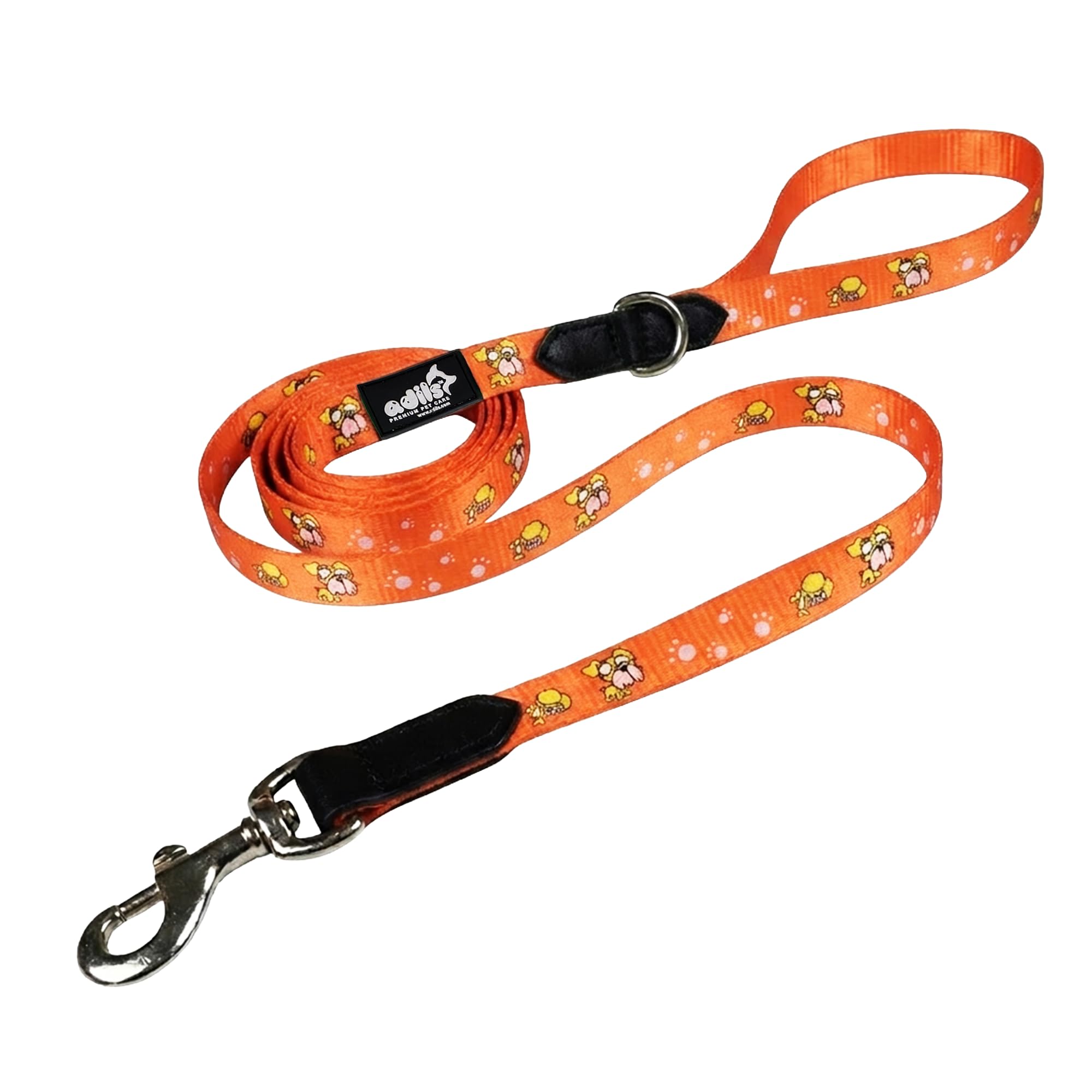 Adil’s Nylon Paw Print Dog Leash – 19mm Wide 5ft Long Durable Lead with 360° Swivel Hook Loop Handle Metal D-Ring Walking Training for Small Medium Pets (Green, 5FT)