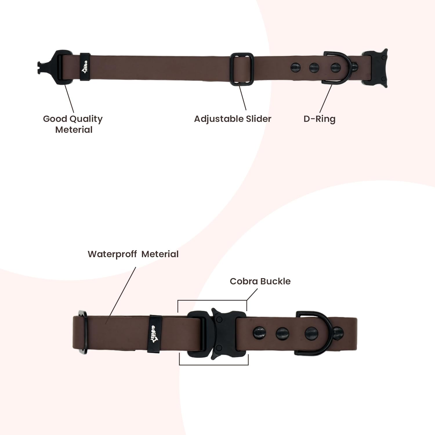 Adil’S Biothane Dog Collar - Waterproof Heavy Duty Dog Collars with Quick Release Buckle & D-Ring