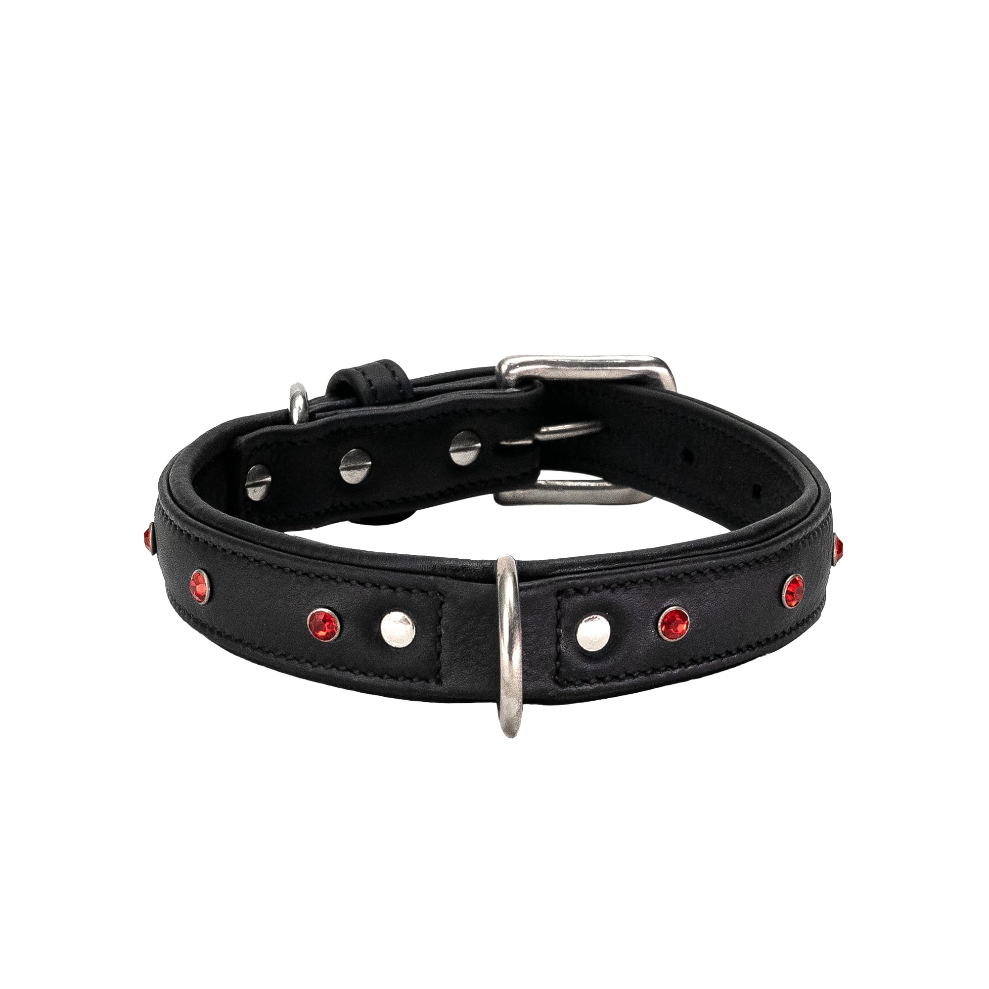 Adil’S Black Studded Softy Leather Dog Collar 1inch Width Suitable for Small, Medium & Large Dogs with Strong Metal Buckle & D-Ring for leashes, Size: S to XL, Brown (S, Black Stud)