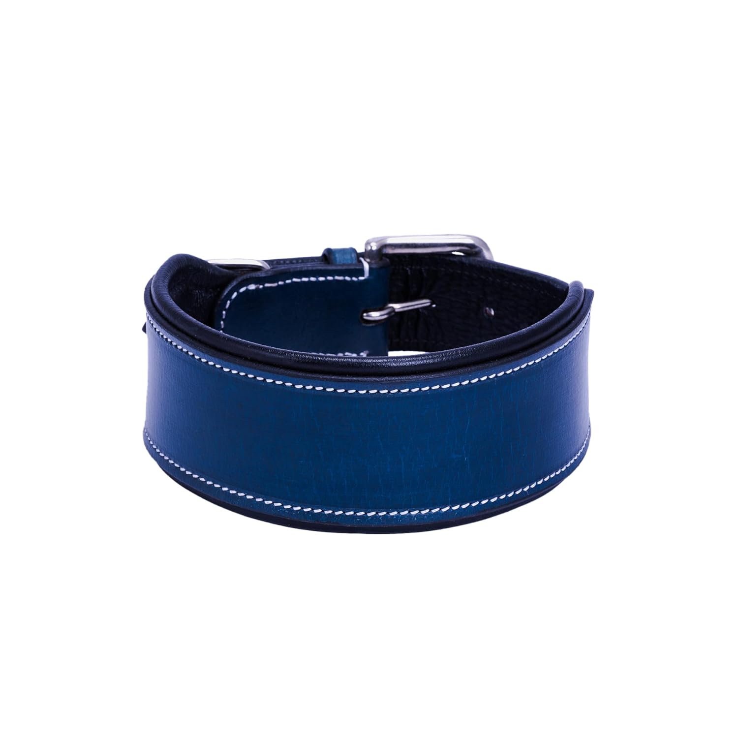 Adil’S Colour Padding Leather Dog Collar 2.25 Inches Width, Heavy Duty, Adjustable Leather Handmade Dog Collar with Strong Metal Buckle, Neck Size: 16” to 26” (Black, M)