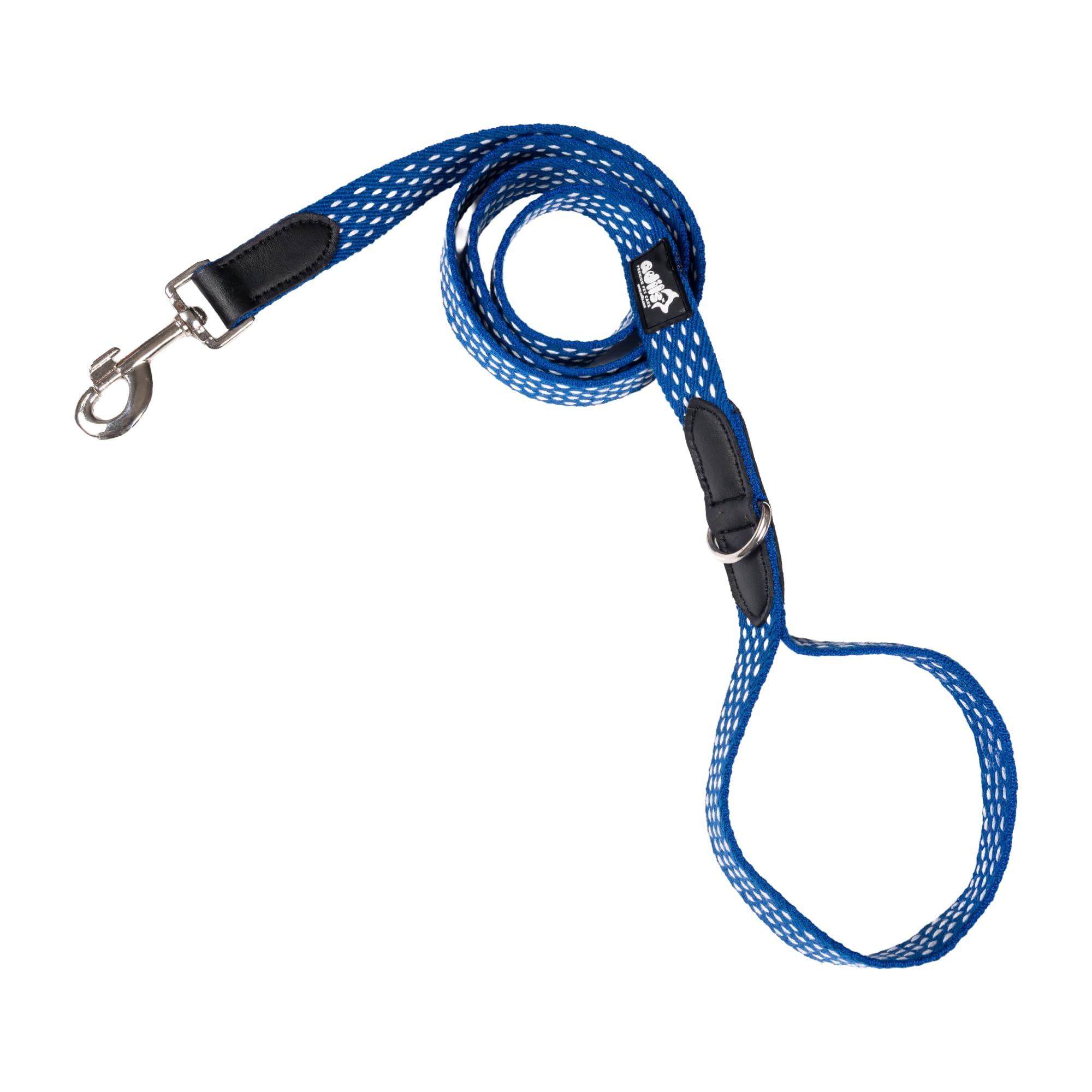 Adil’s 5ft Cotton Dotted Dog Leash with Leather Grip & 360° Swivel Hook – Durable, Comfy & Tangle-Free for All Dog Sizes. (Red with White Dot)